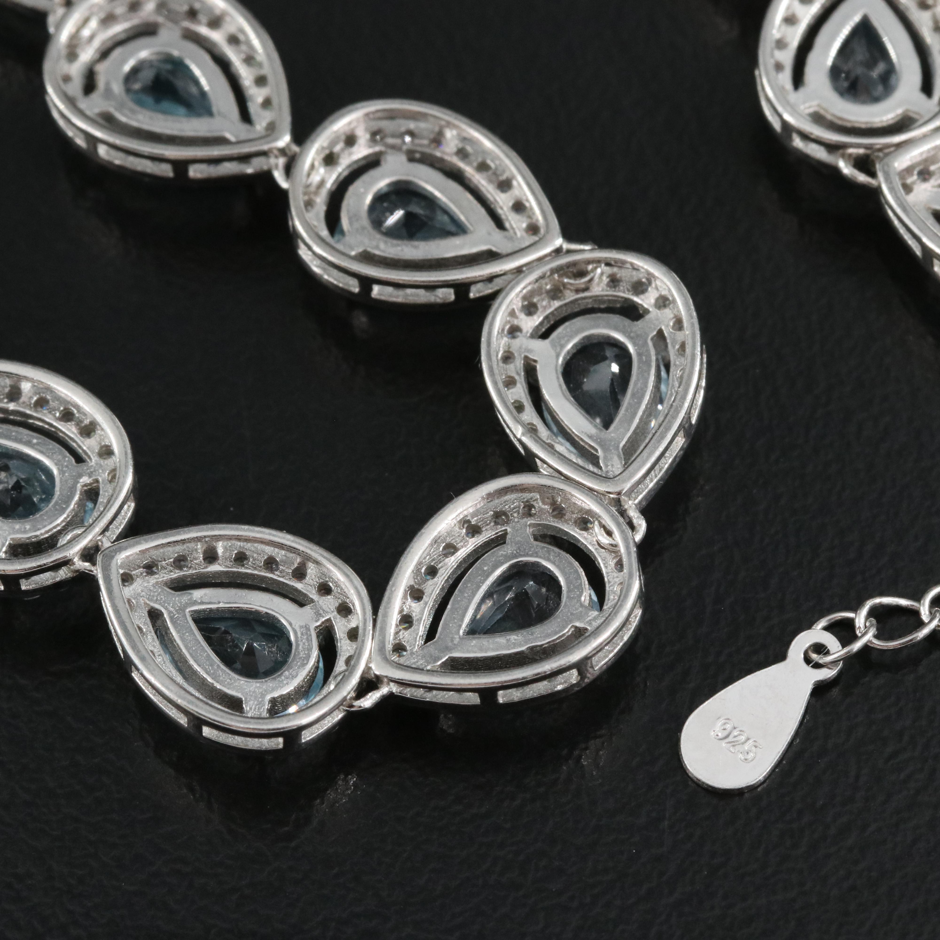 Sterling Sky Blue Topaz and Cubic Zirconia Necklace