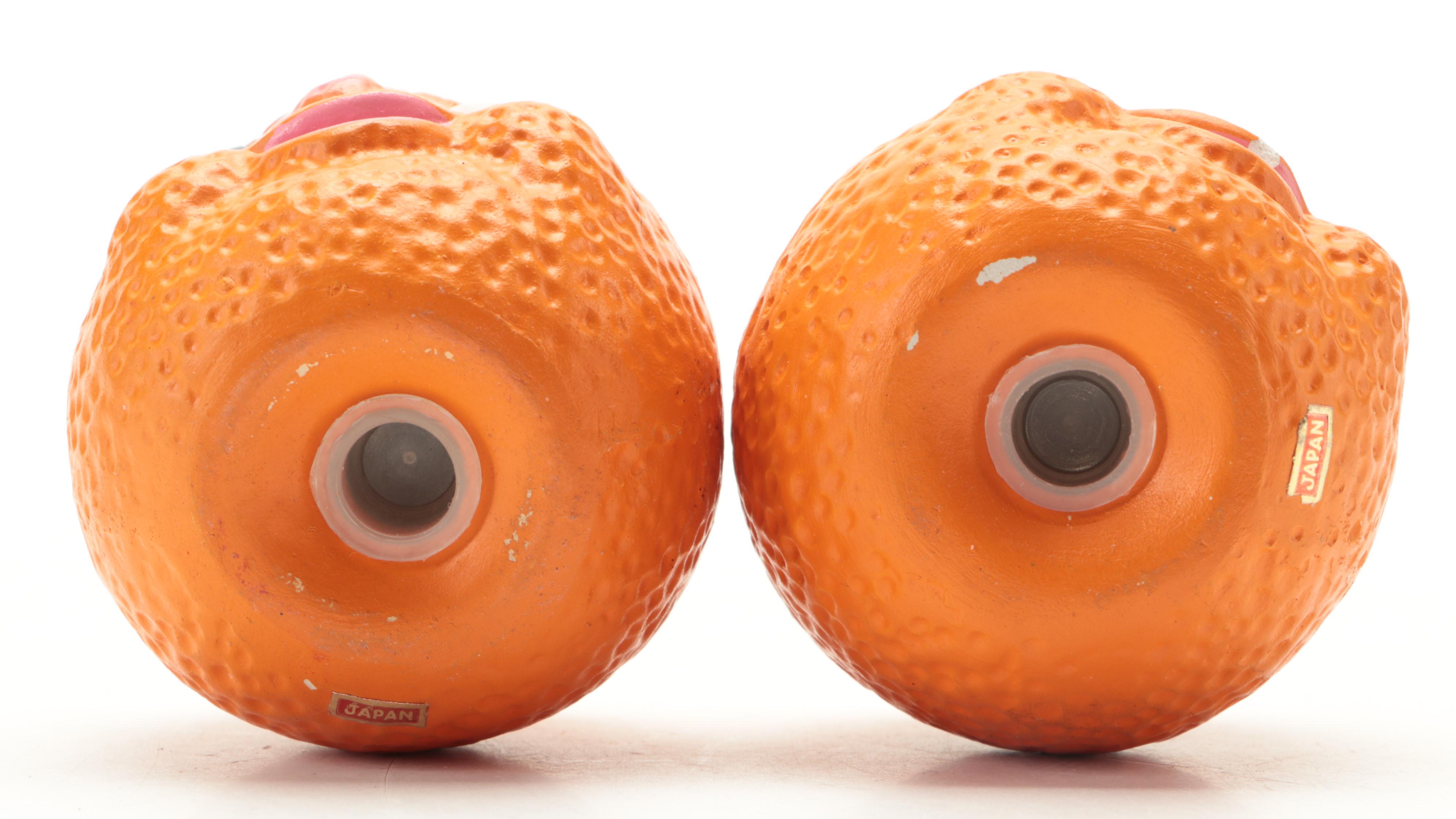 Metal Picnic Basket with Novelty Salt and Pepper Shakers, Mid-20th Century