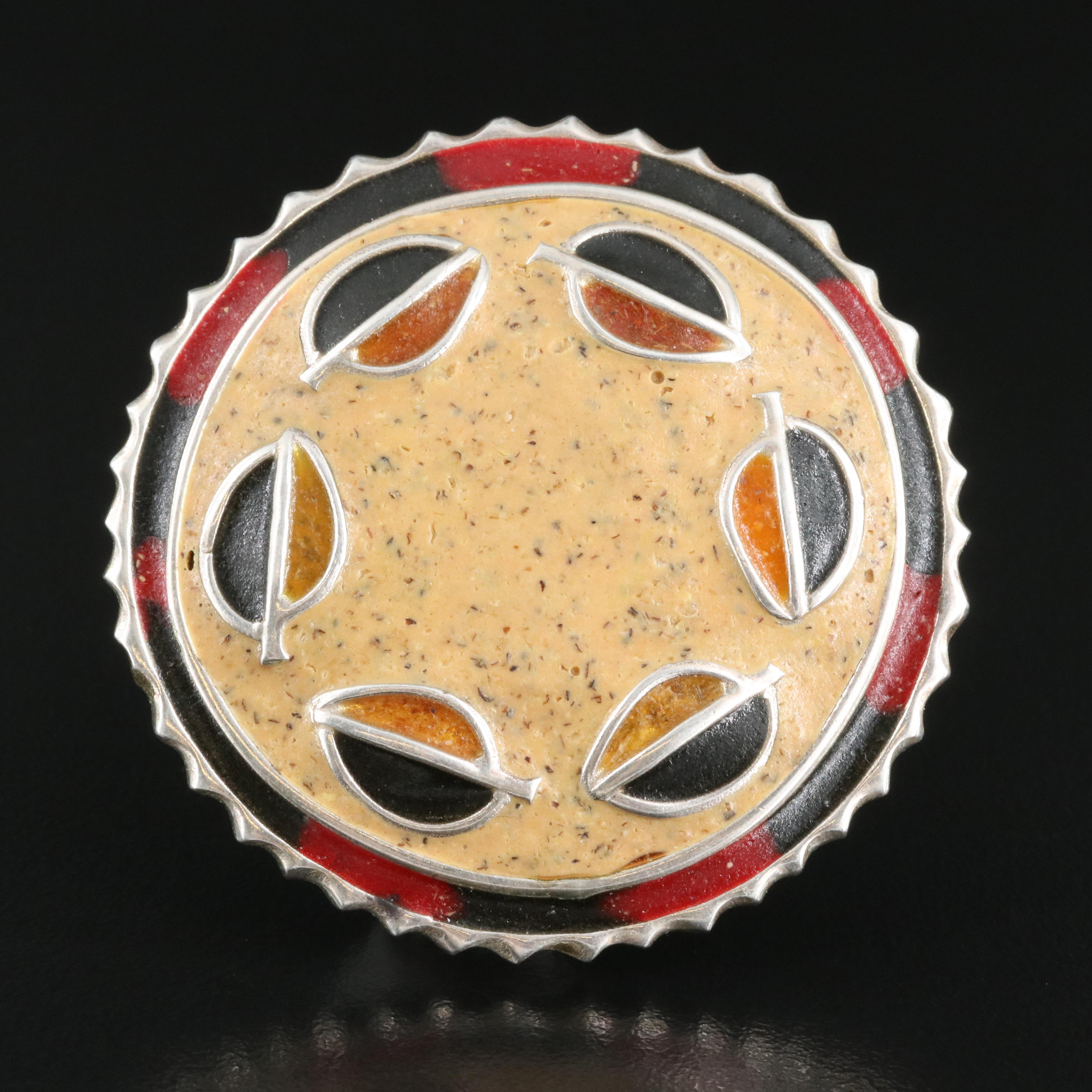 Modernist David Urso Enamel Brooch