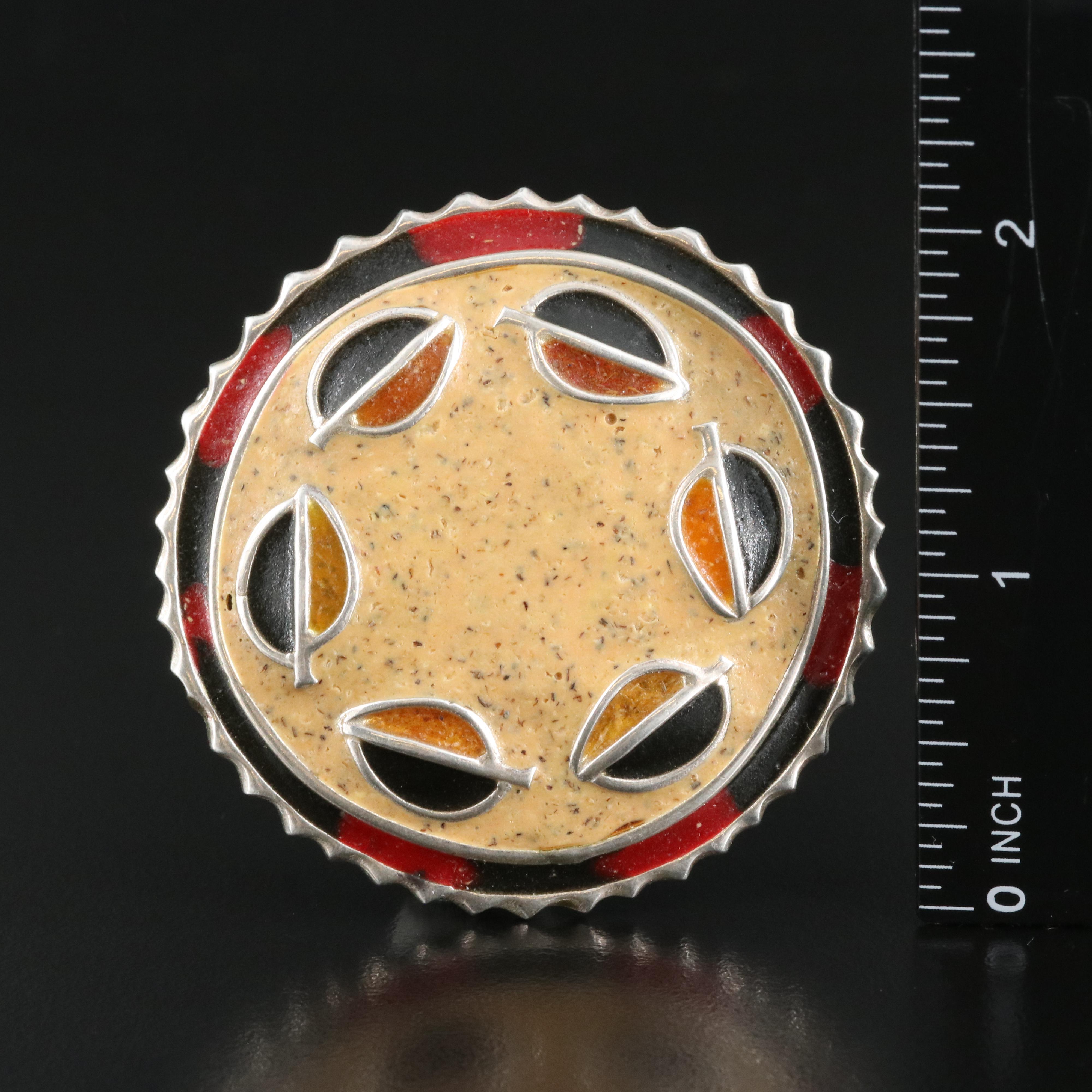 Modernist David Urso Enamel Brooch