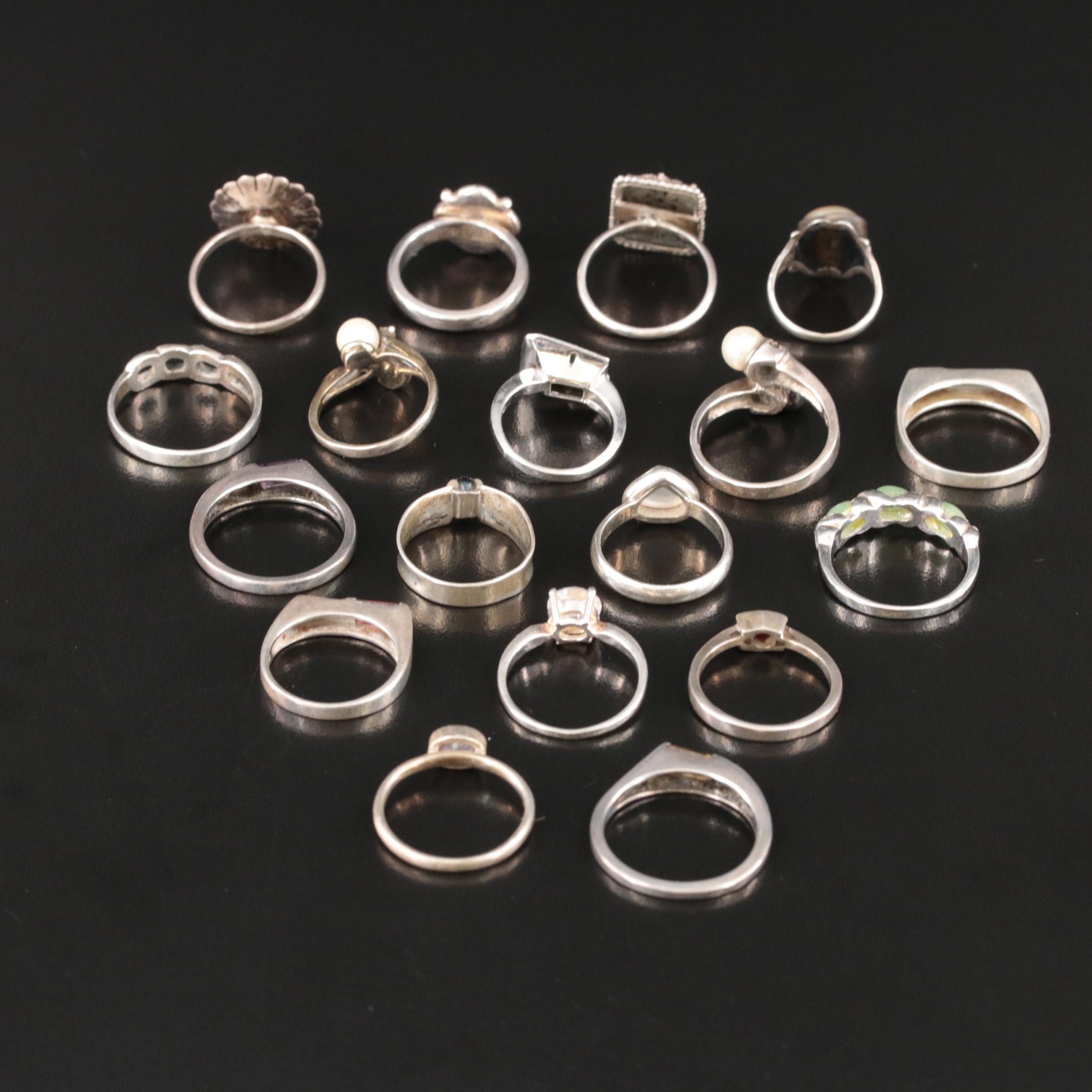 Sterling Rings Including Sodalite and Pearls