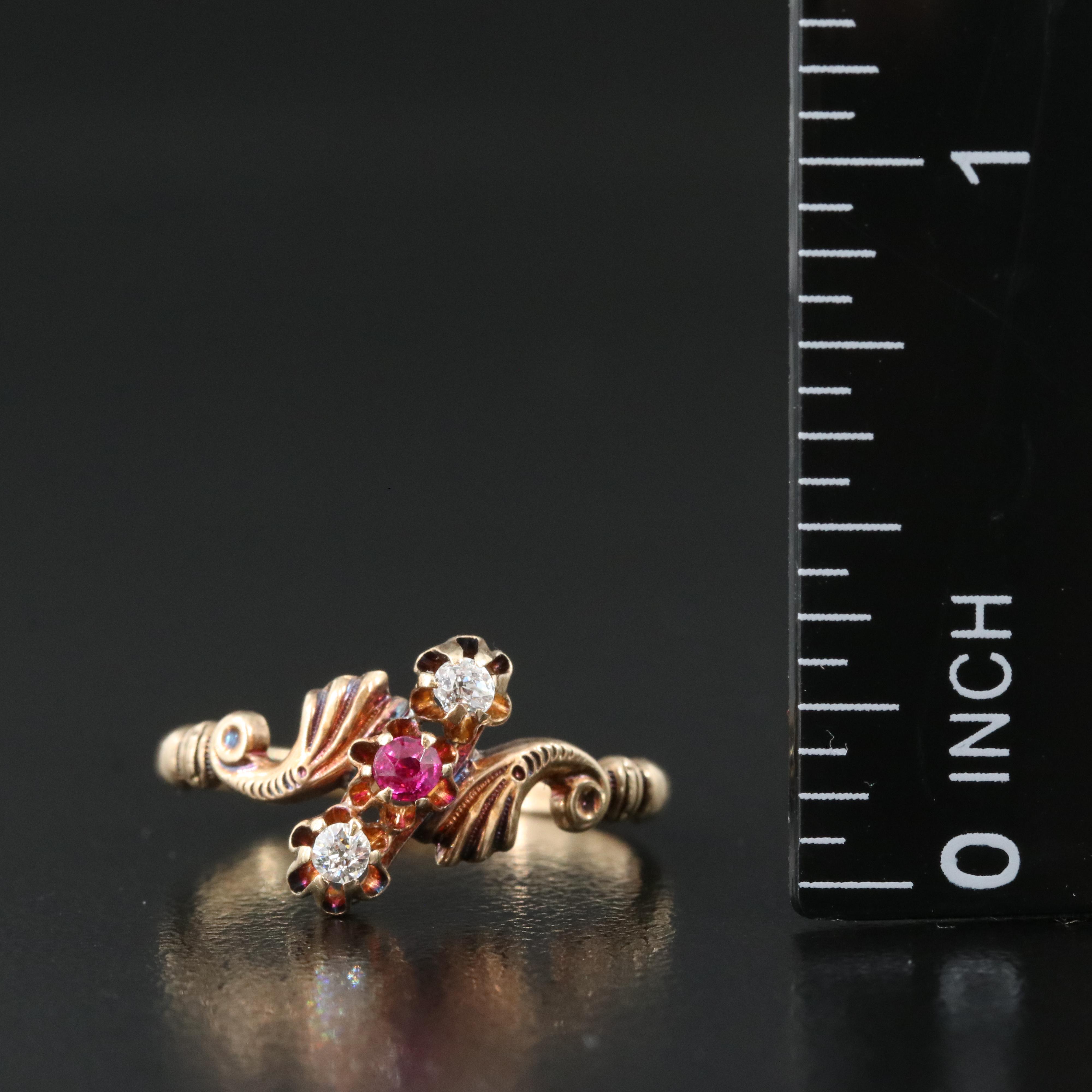 Victorian 14K Ruby and Diamond Ring