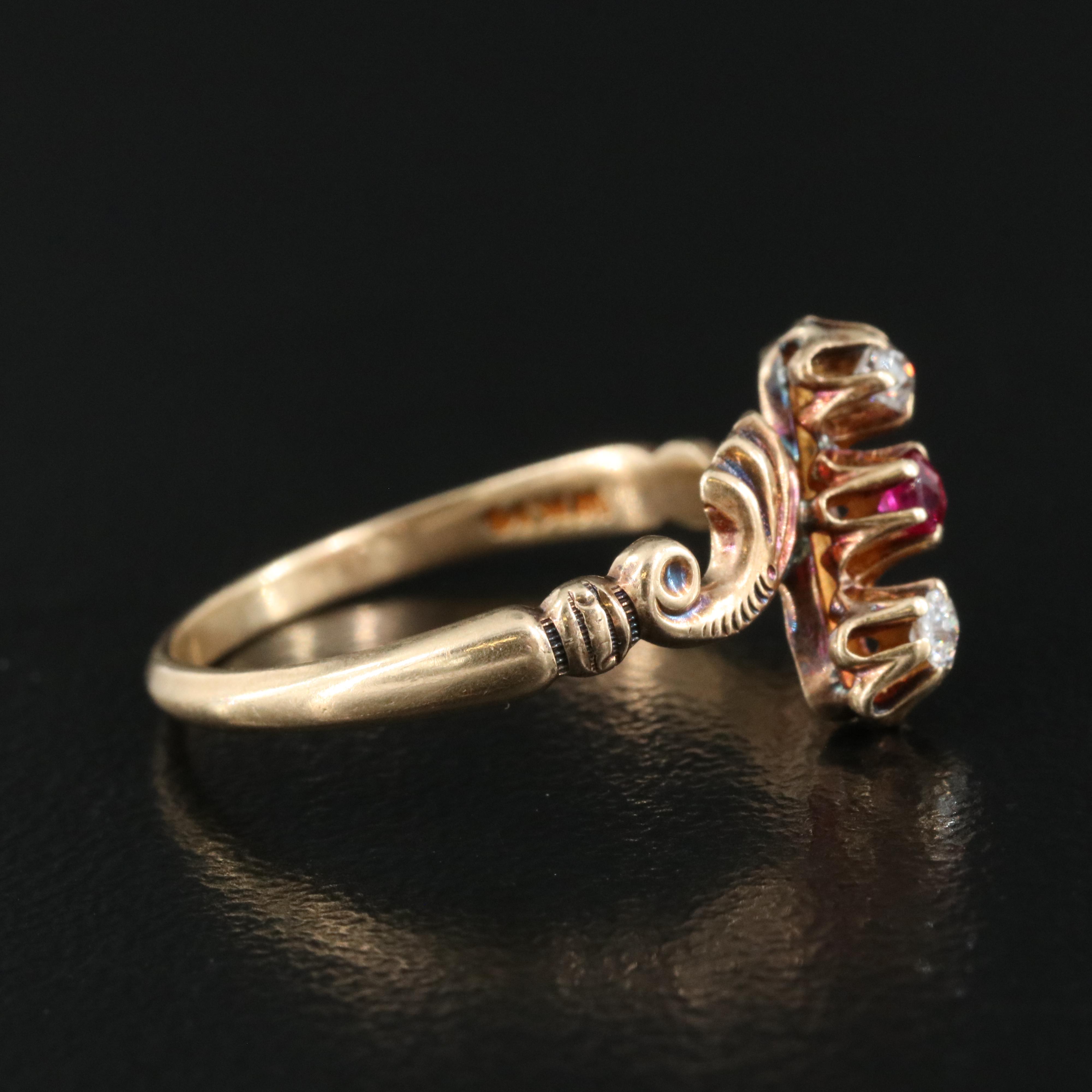 Victorian 14K Ruby and Diamond Ring
