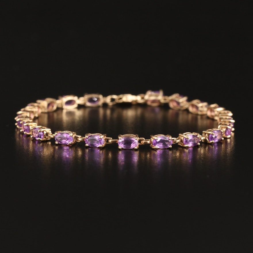 10K Amethyst Line Bracelet