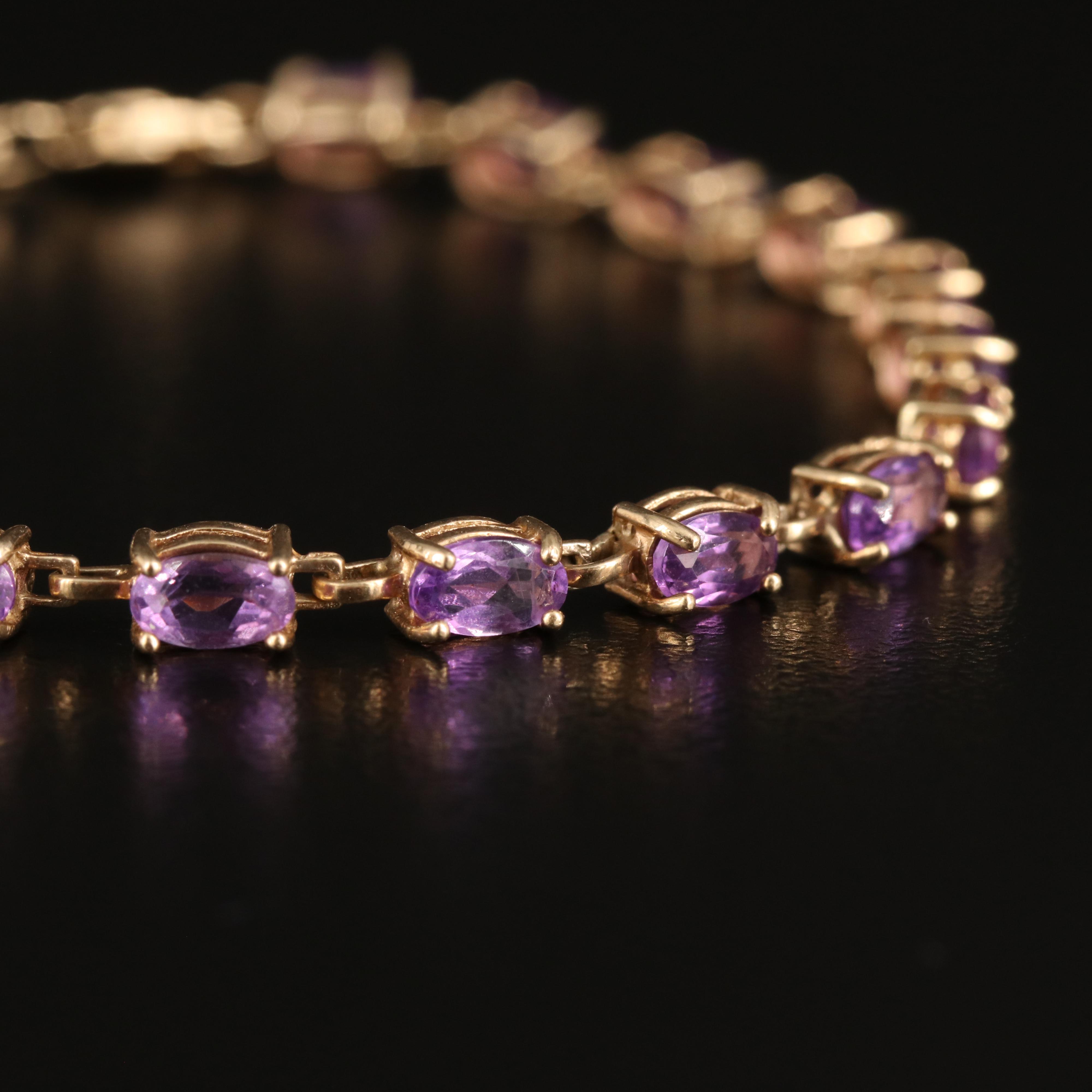10K Amethyst Line Bracelet