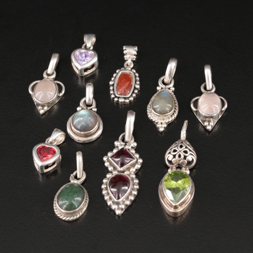 Sterling Labradorite, Garnet and Cubic Zirconia Pendant Collection