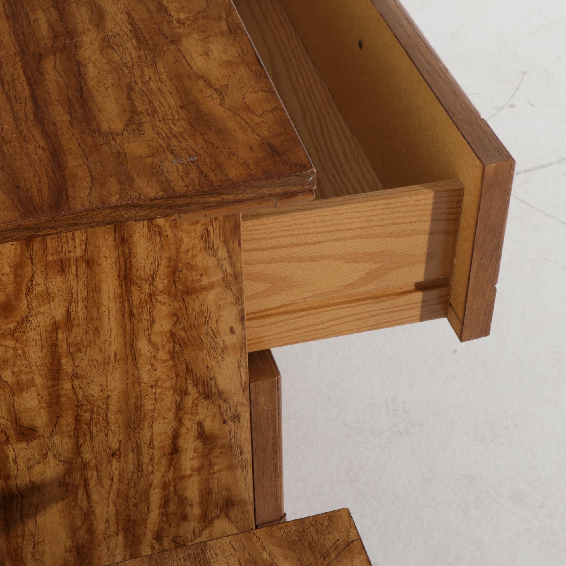 Spanish Baroque Style Fruitwood-Finished Six-Drawer Dresser and Mirror, 1970s