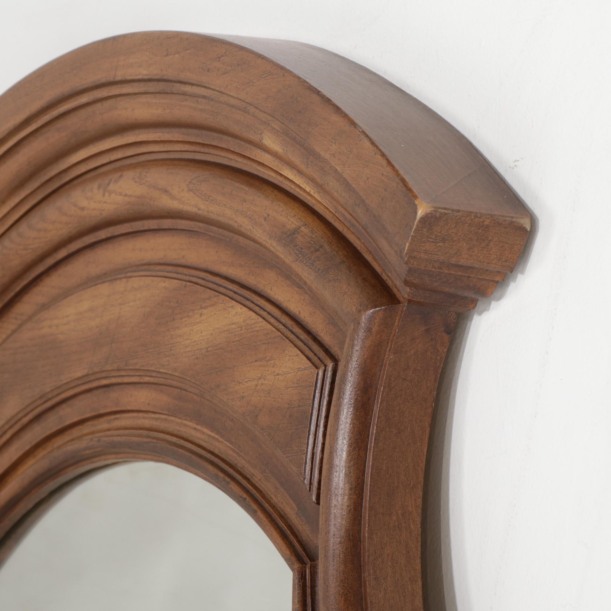 Spanish Baroque Style Fruitwood-Finished Six-Drawer Dresser and Mirror, 1970s