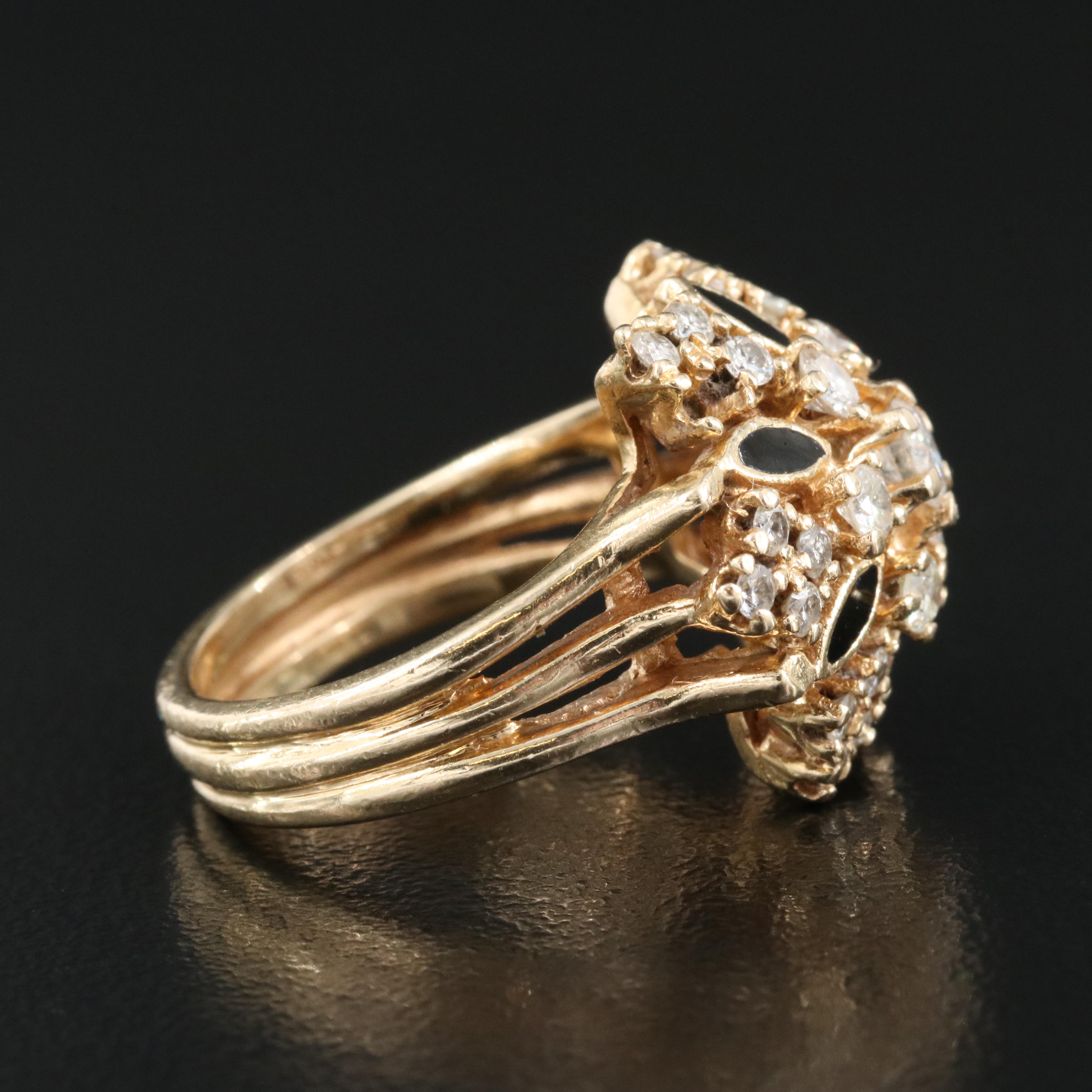 14K 0.97 CTW Diamond and Enamel Cluster Ring