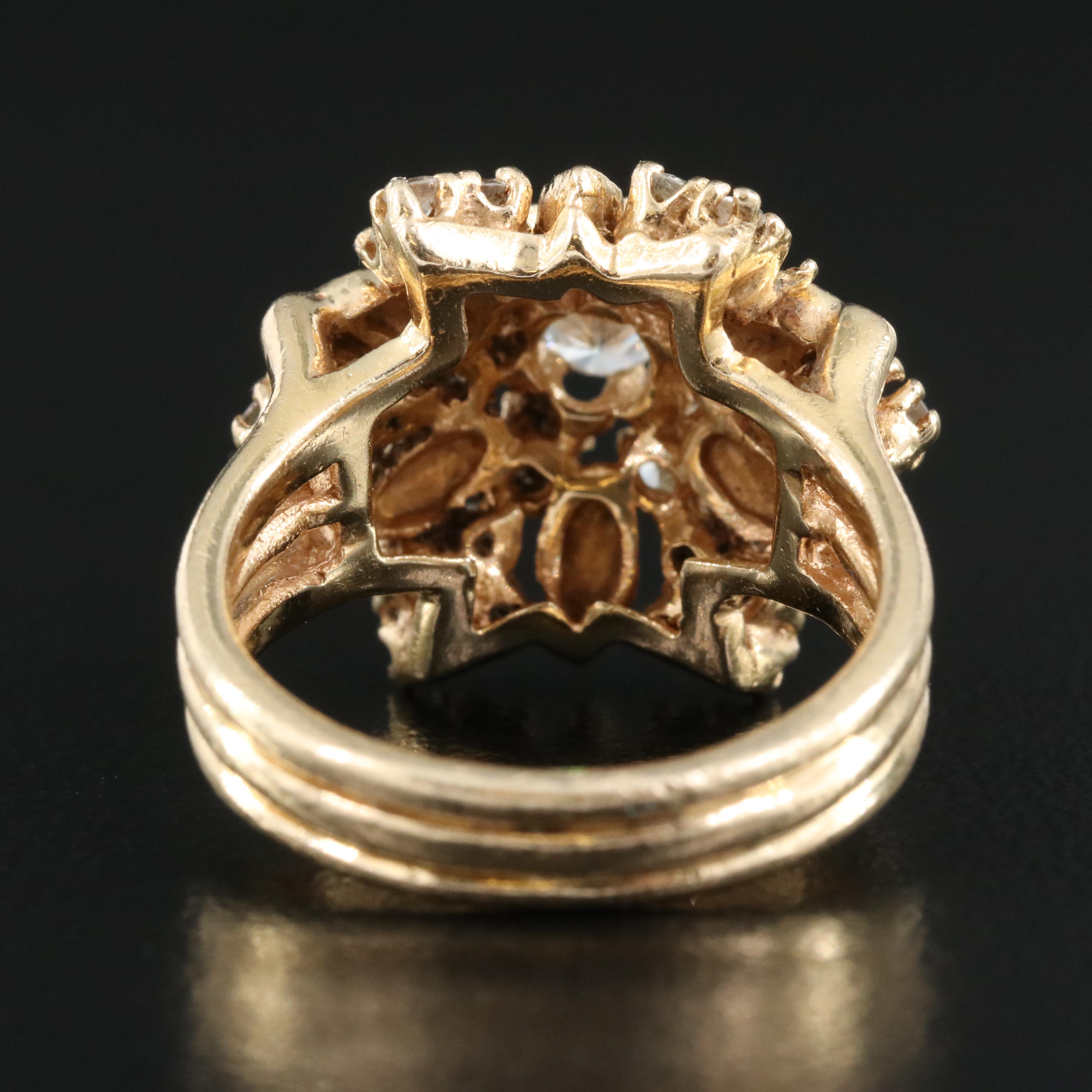 14K 0.97 CTW Diamond and Enamel Cluster Ring