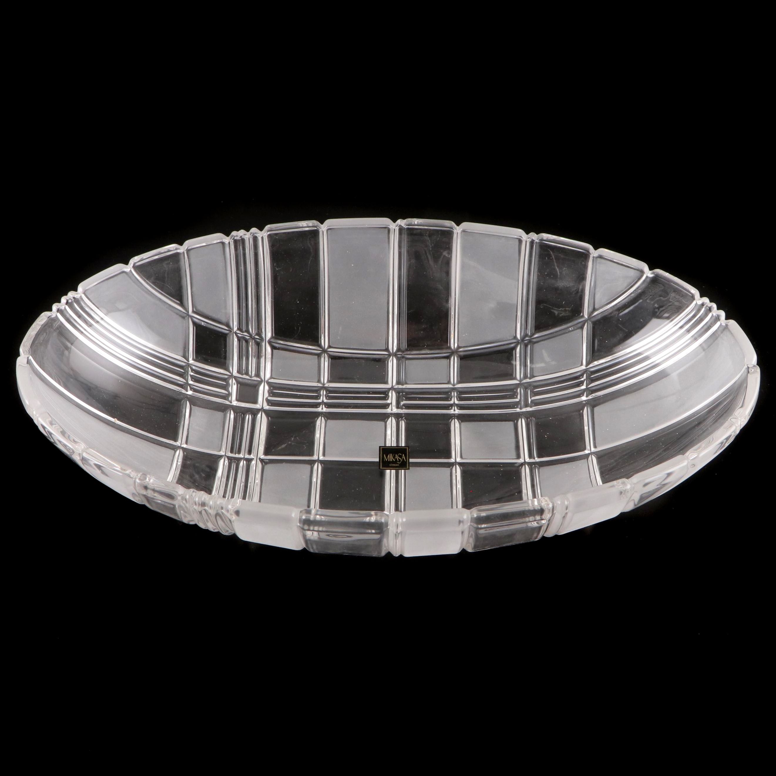 Mikasa "Stratton" Clear and Frosted Oval Centerpiece Bowl
