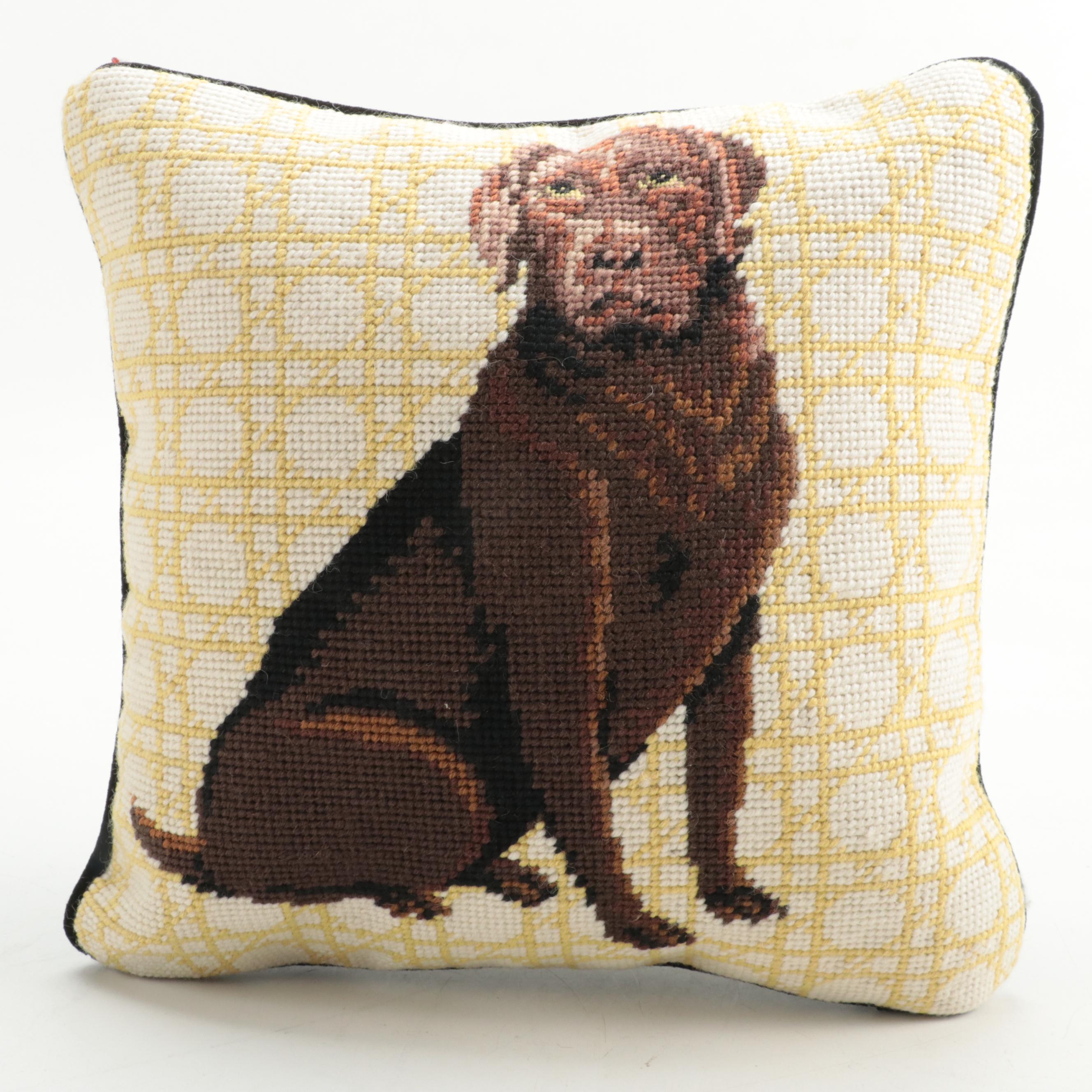 Labrador Retriever Accent Pillow, Brass Wastepaper Bin and Decorative Clock Face