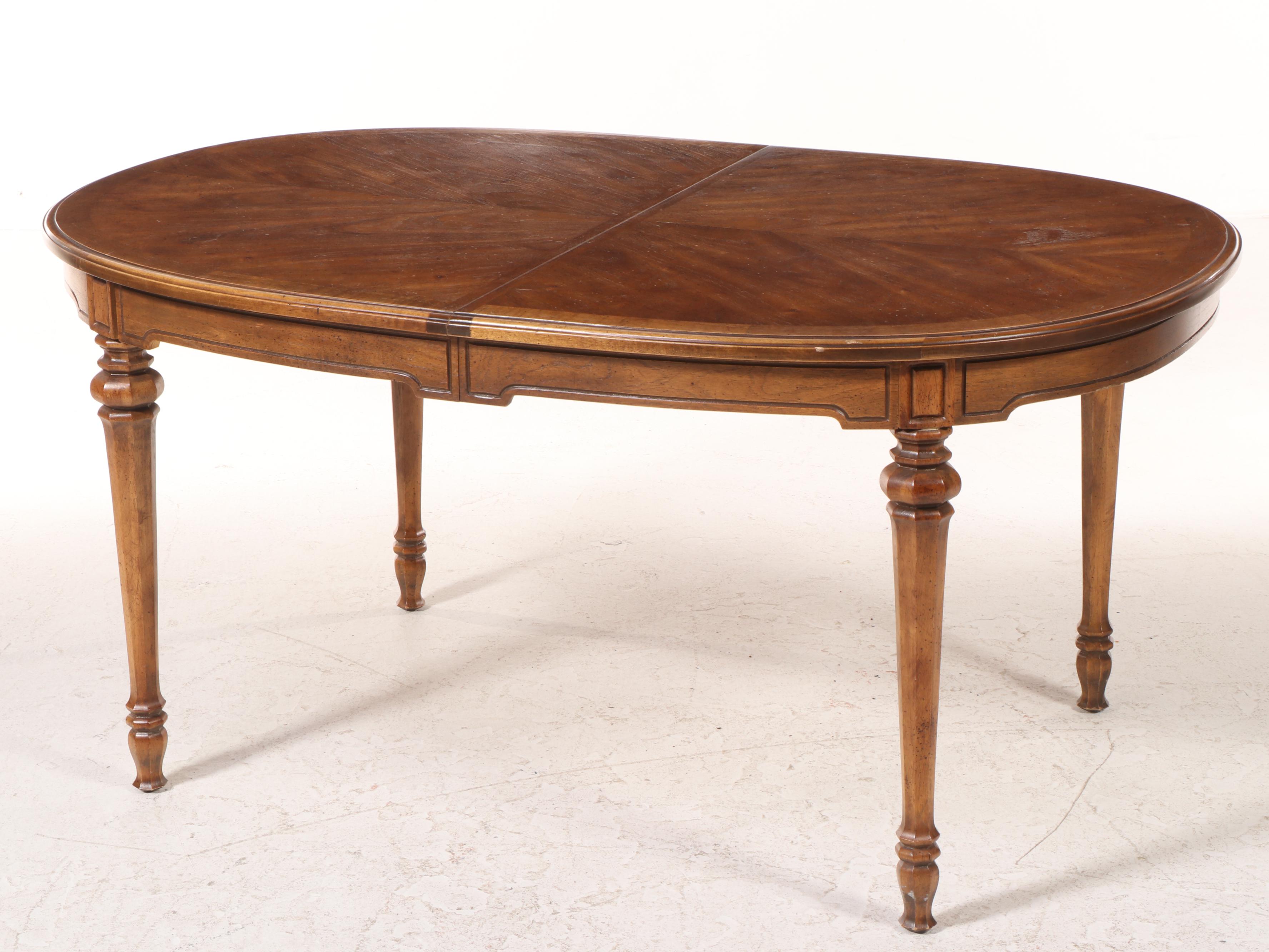 Nine-Piece Hibriten Furniture Co. French Provincial Style Oak Dining Set