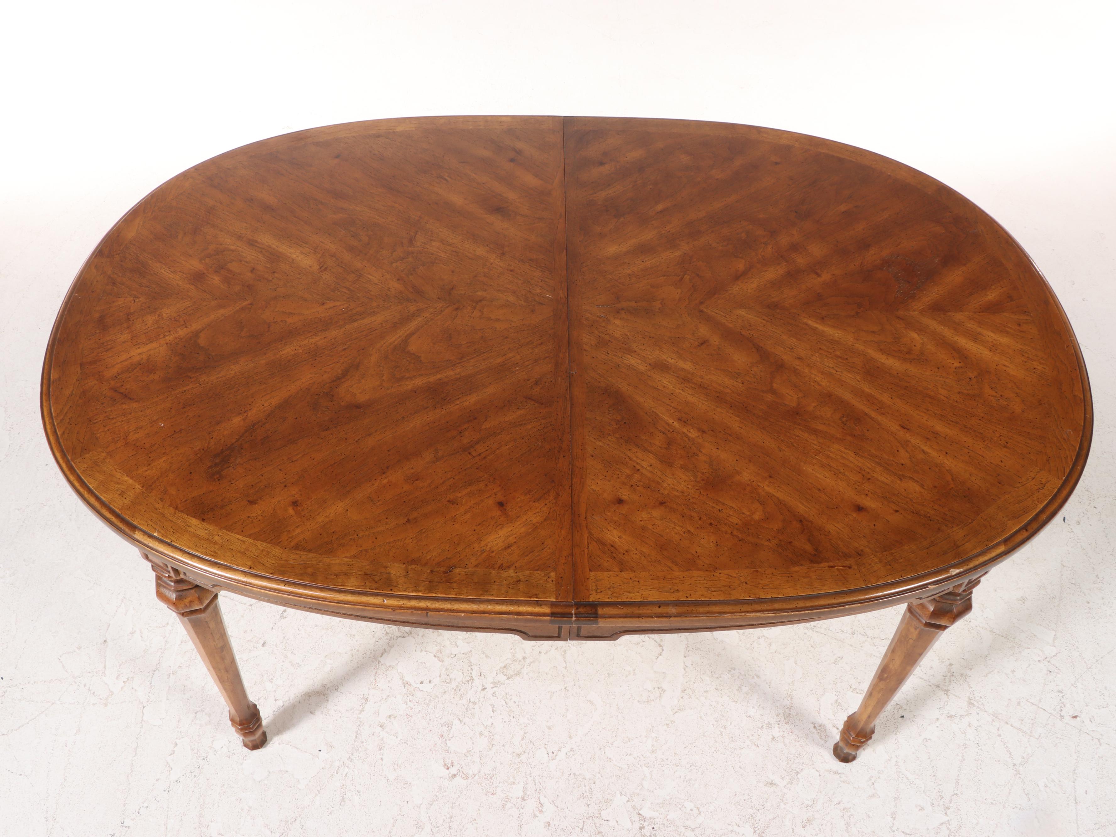 Nine-Piece Hibriten Furniture Co. French Provincial Style Oak Dining Set