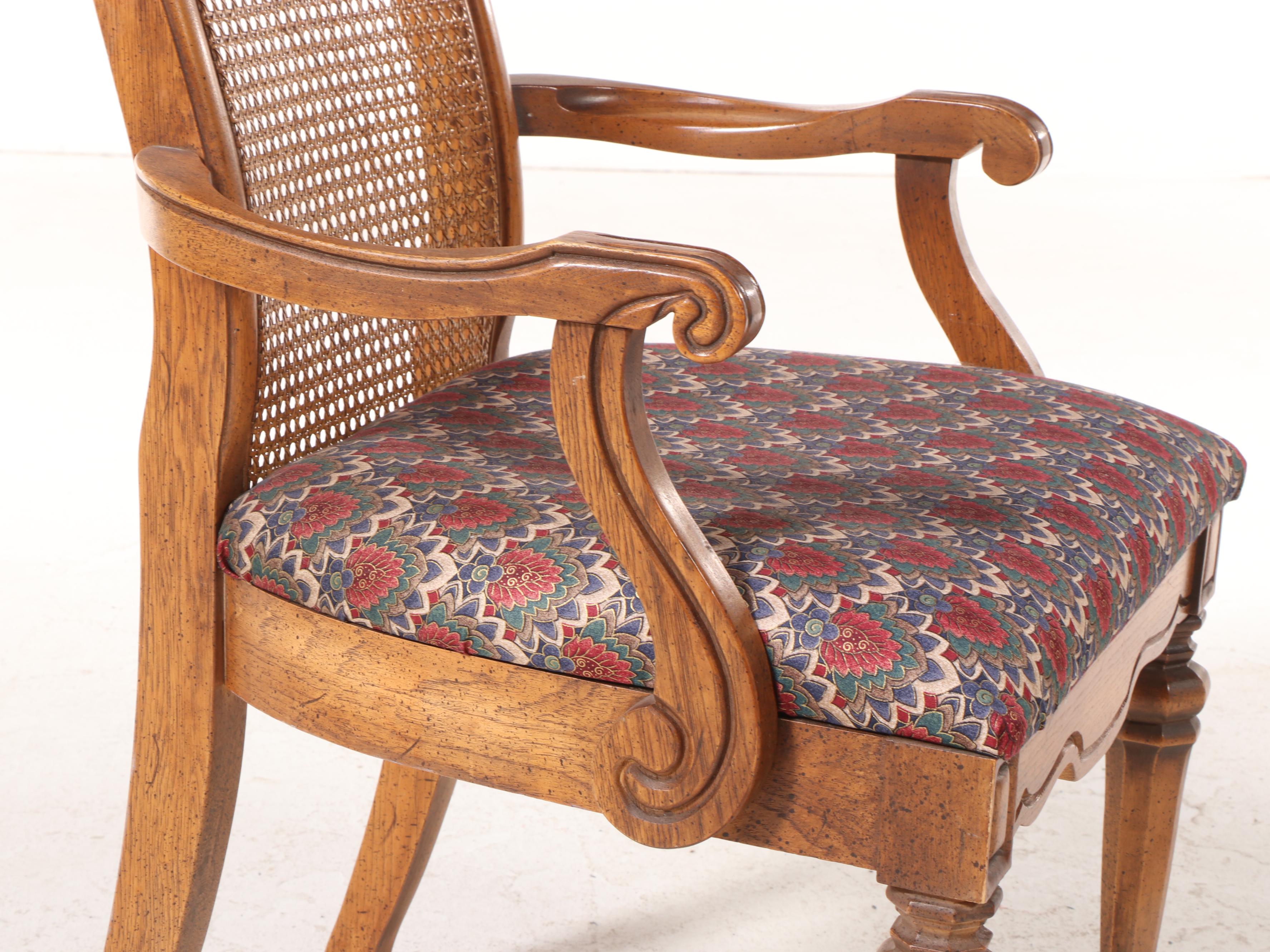 Nine-Piece Hibriten Furniture Co. French Provincial Style Oak Dining Set