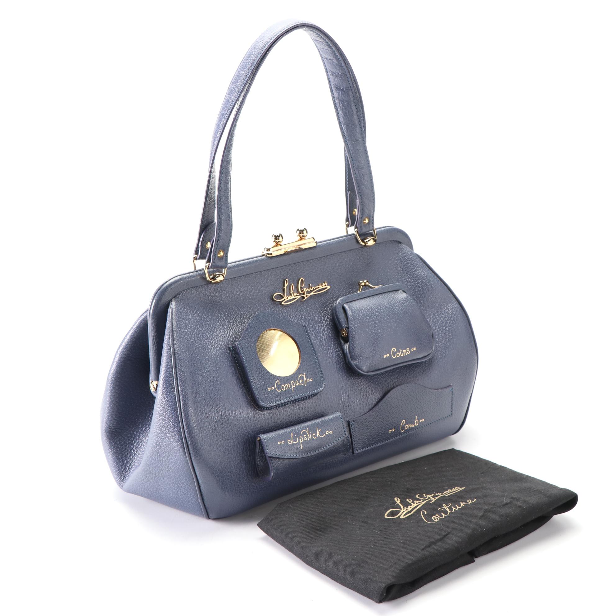 Lulu Guinness Frame Bag with Kisslock in Leather and Bergē Flap Front Satchel