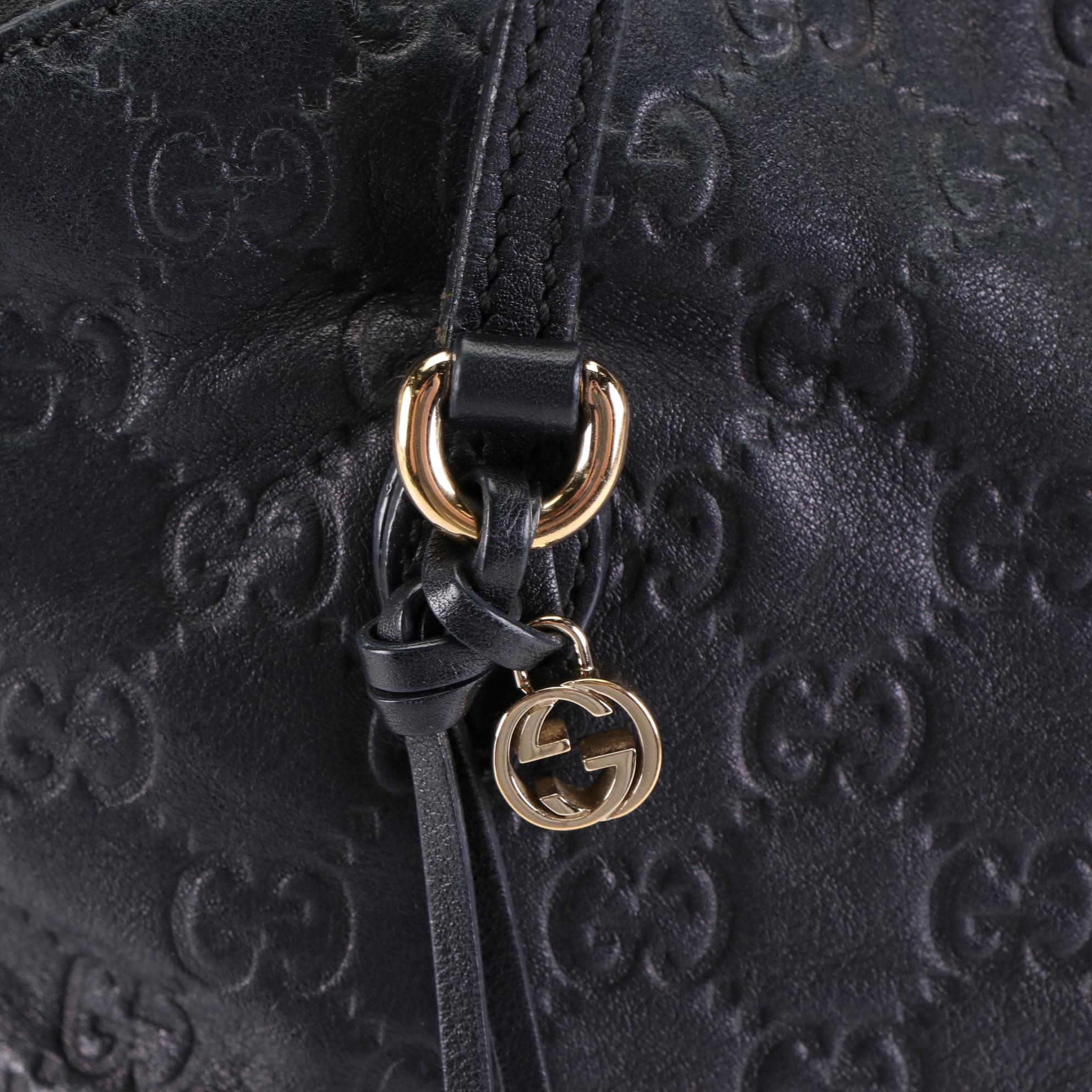 Gucci Bree Dome Shoulder Bag in Black Guccissima Leather
