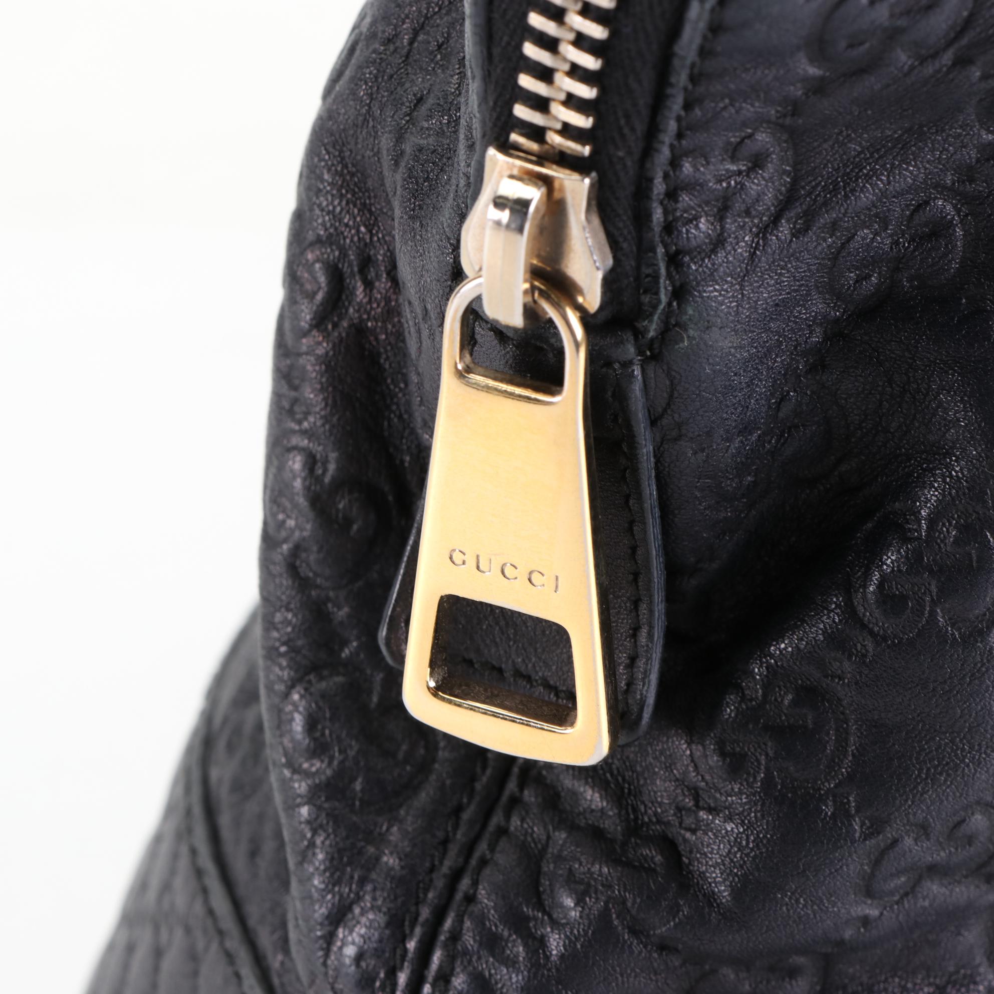 Gucci Bree Dome Shoulder Bag in Black Guccissima Leather