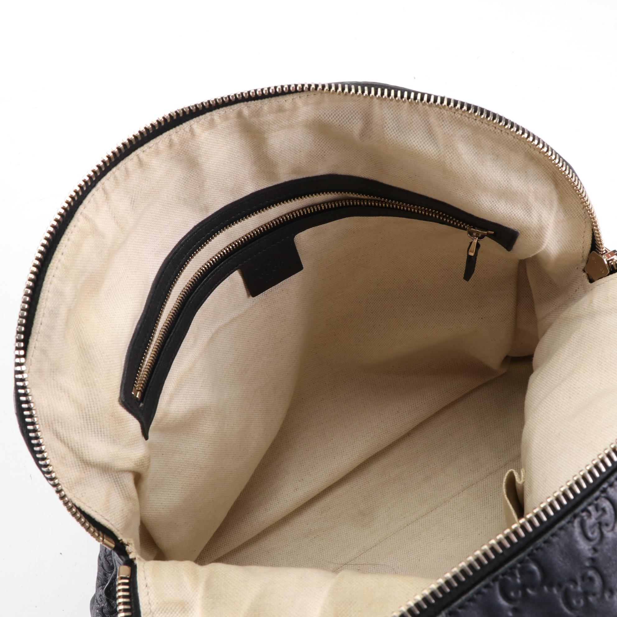 Gucci Bree Dome Shoulder Bag in Black Guccissima Leather