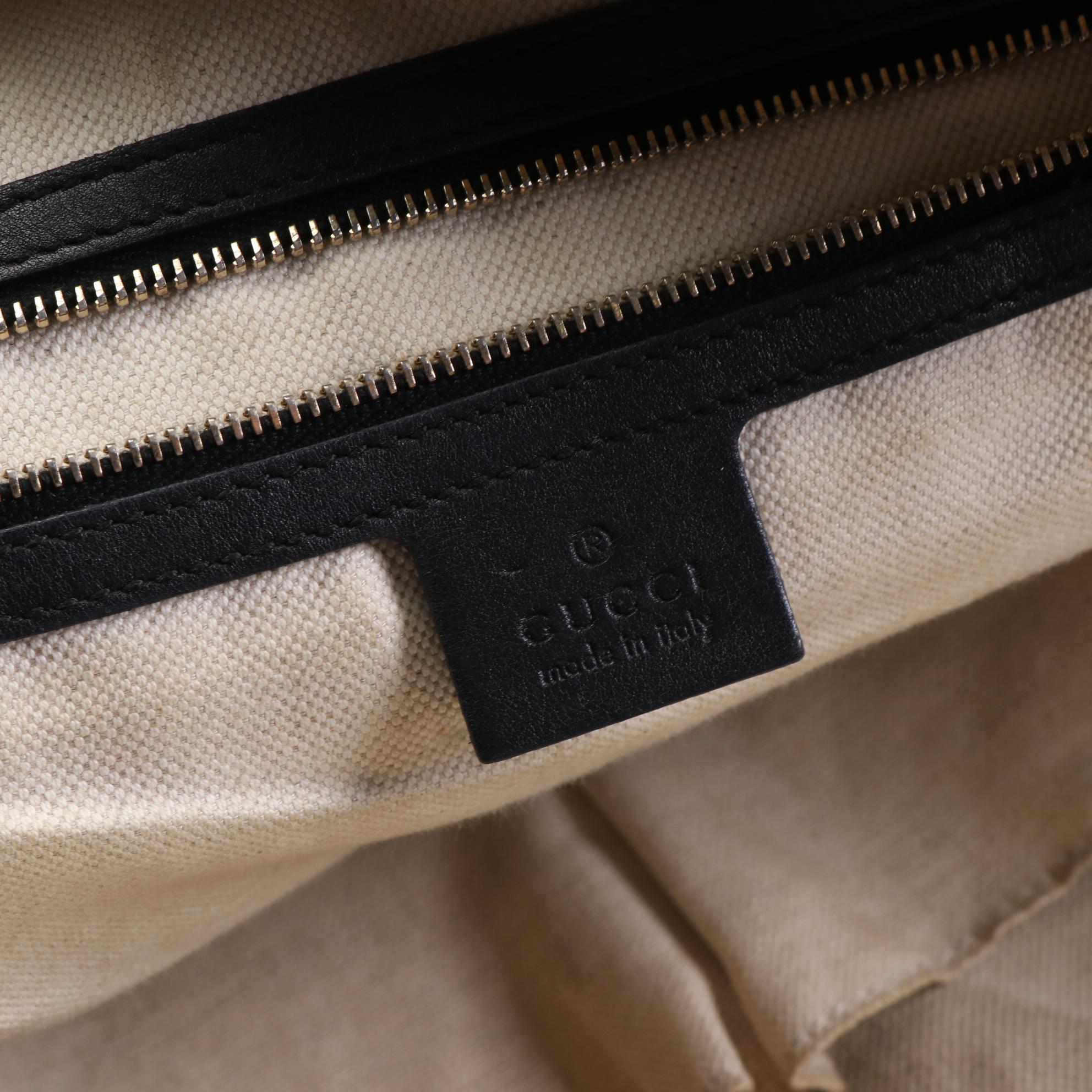 Gucci Bree Dome Shoulder Bag in Black Guccissima Leather