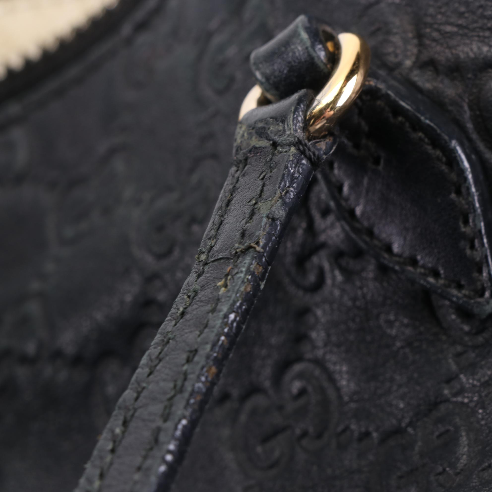 Gucci Bree Dome Shoulder Bag in Black Guccissima Leather