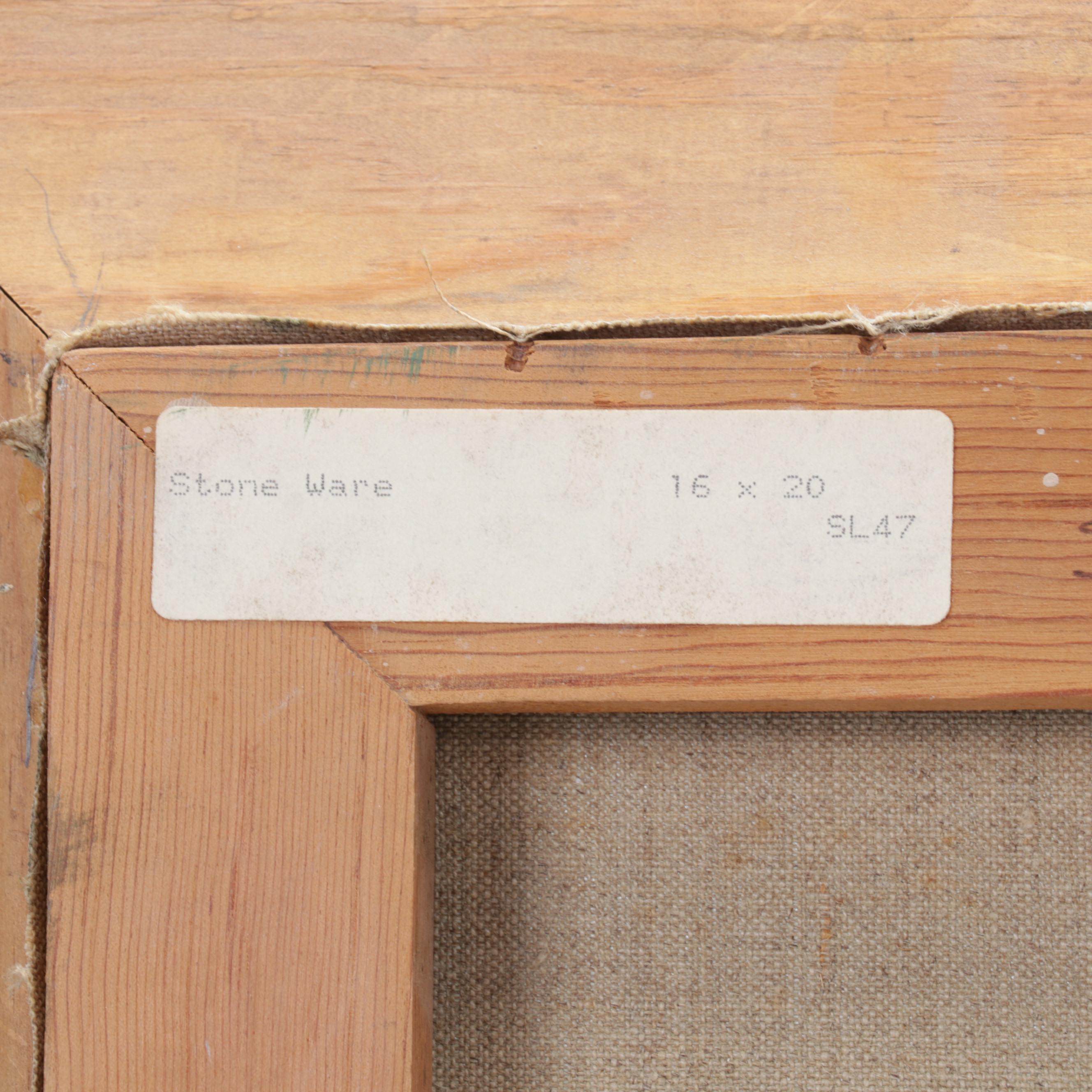 Still Life Oil Painting "Stone Ware," Late 20th Century