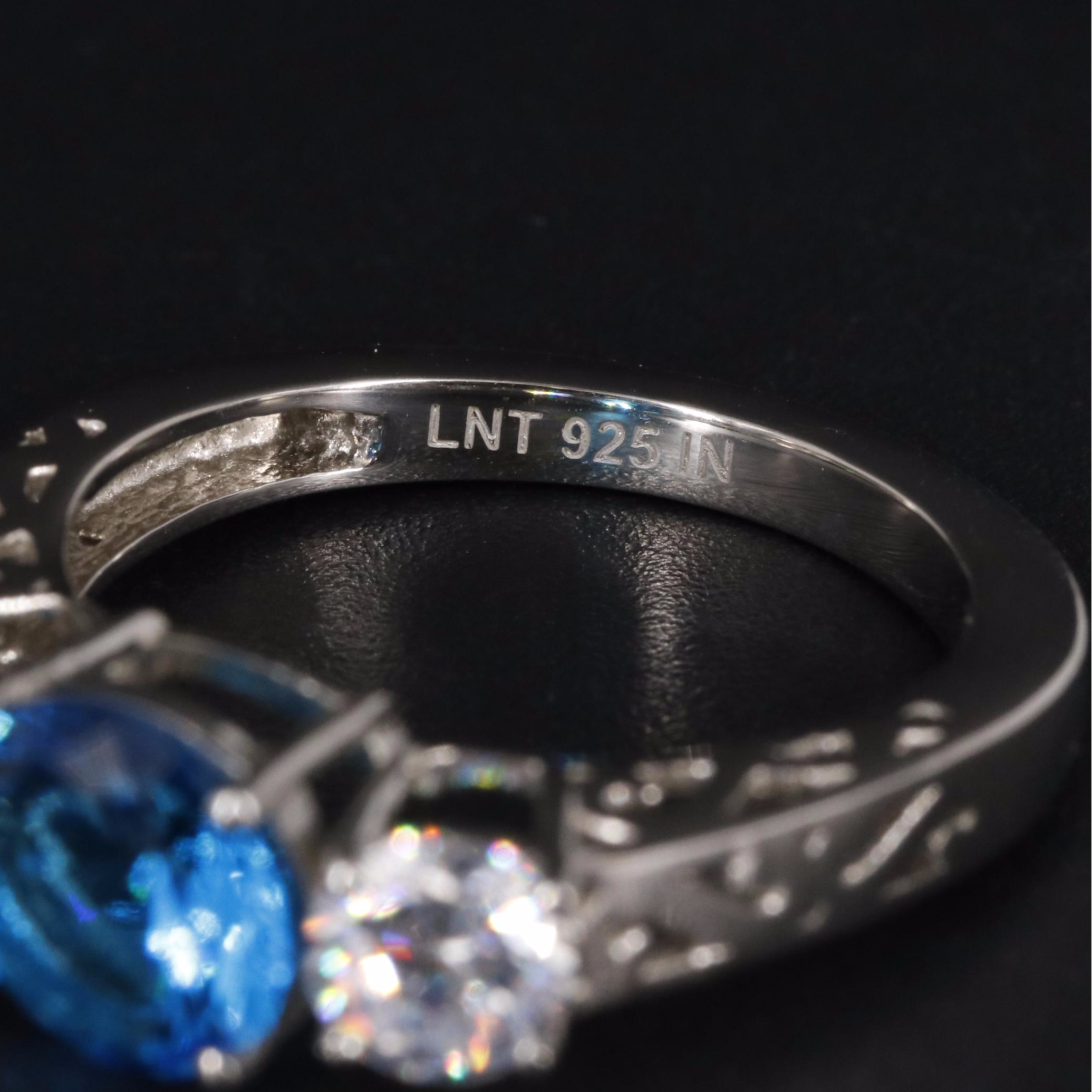 Sterling Blue Topaz and Cubic Zirconia Ring