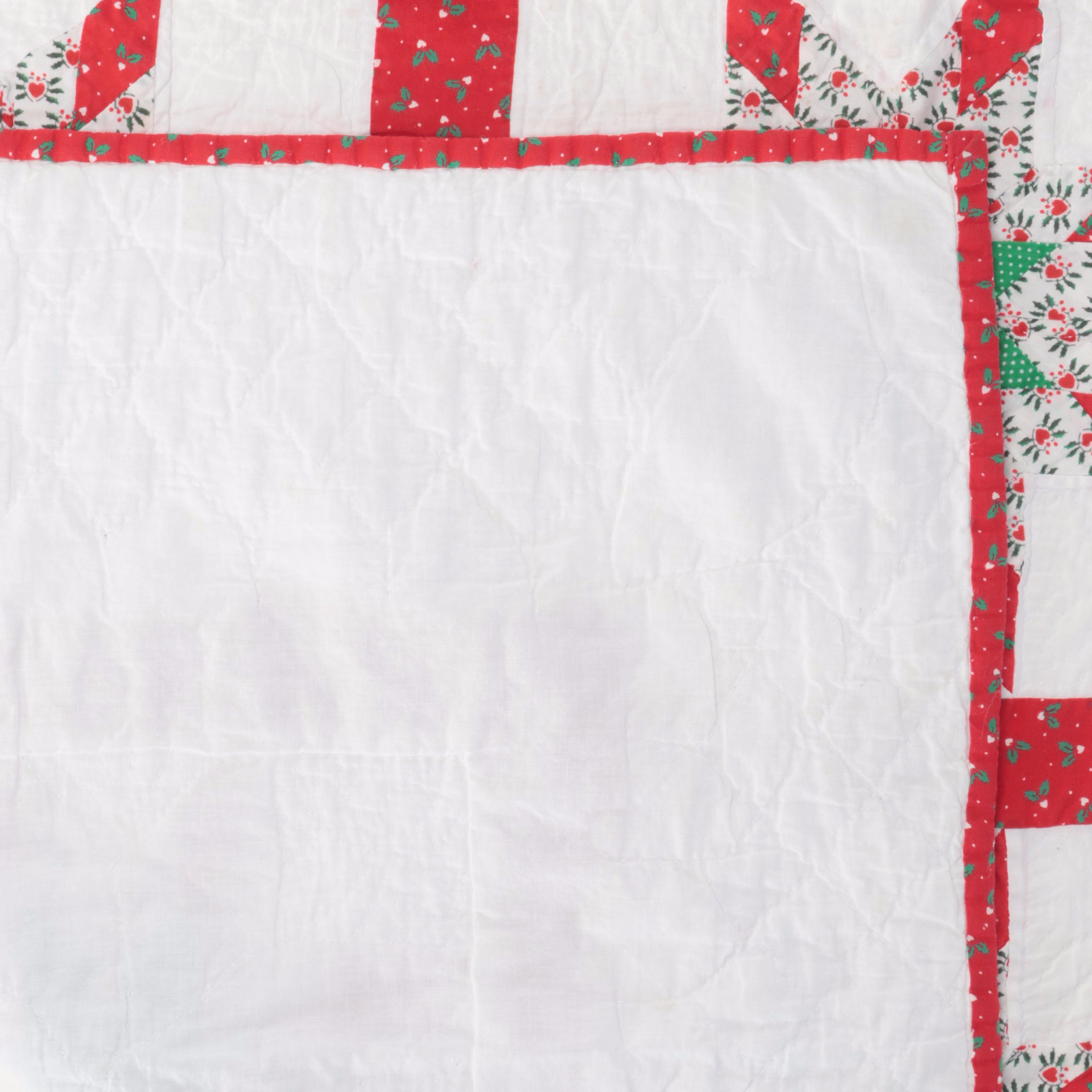 Hand-Pieced "Lone Star" Quilt and Other Christmas Themed Throws and Pillows