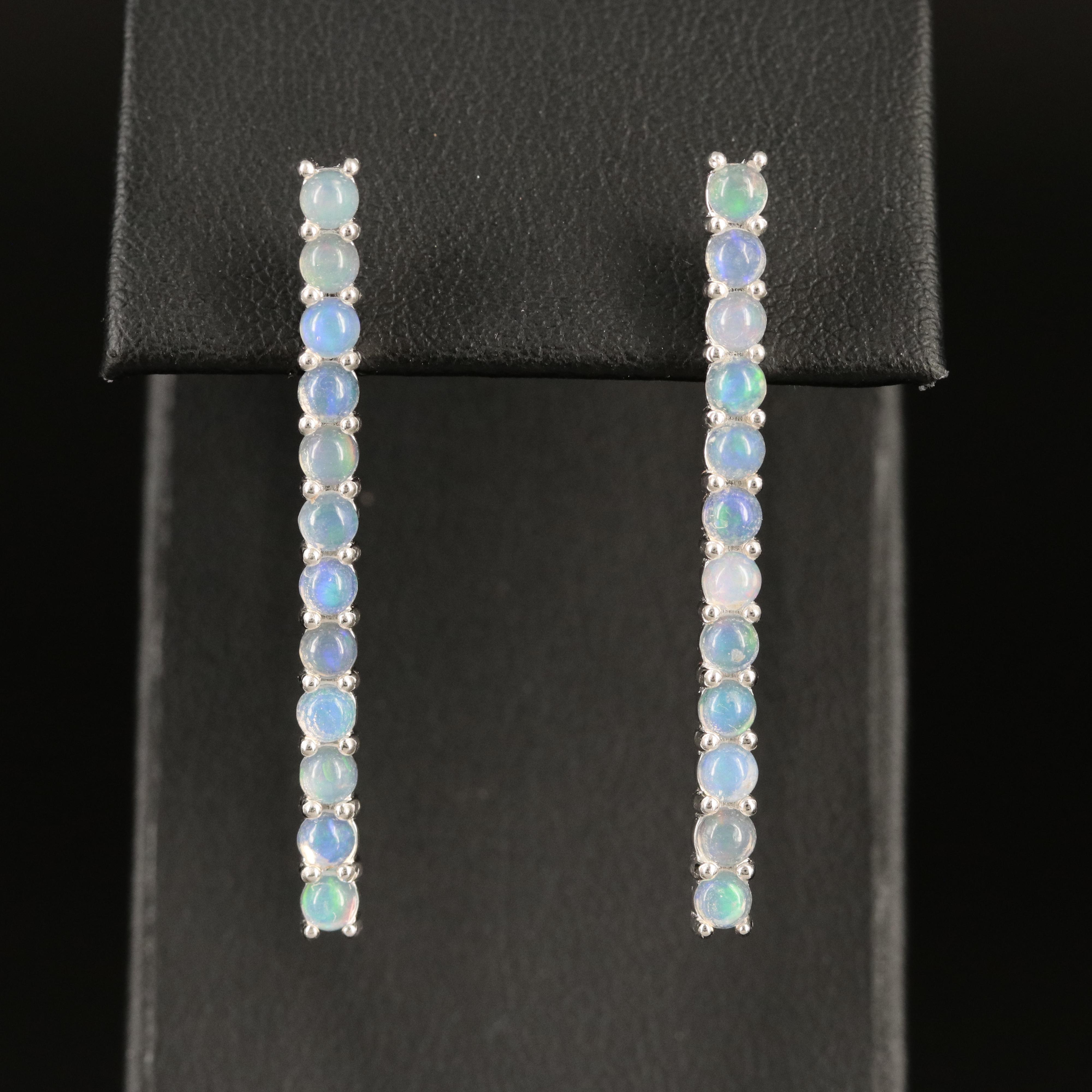 Sterling Opal Bar Earrings