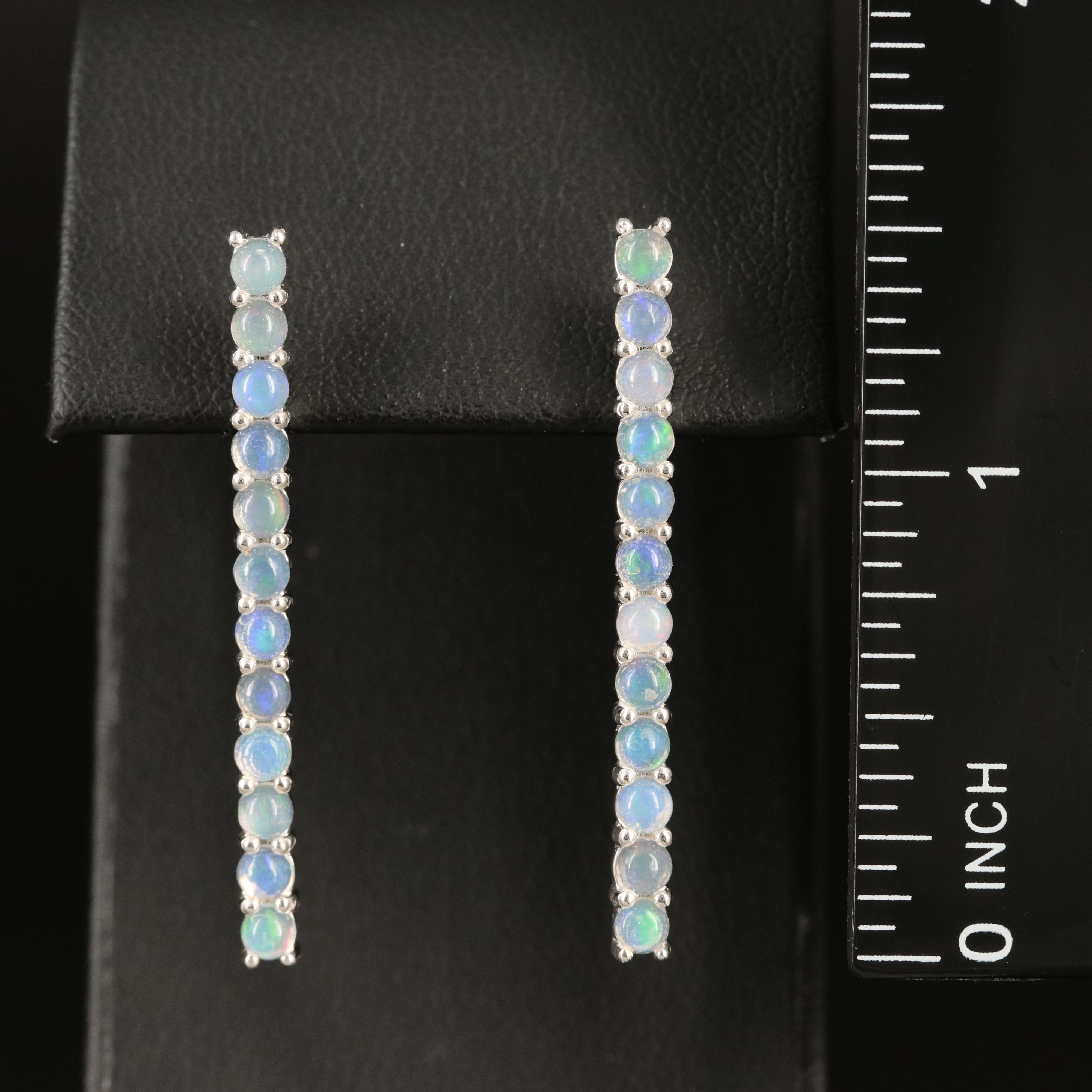 Sterling Opal Bar Earrings