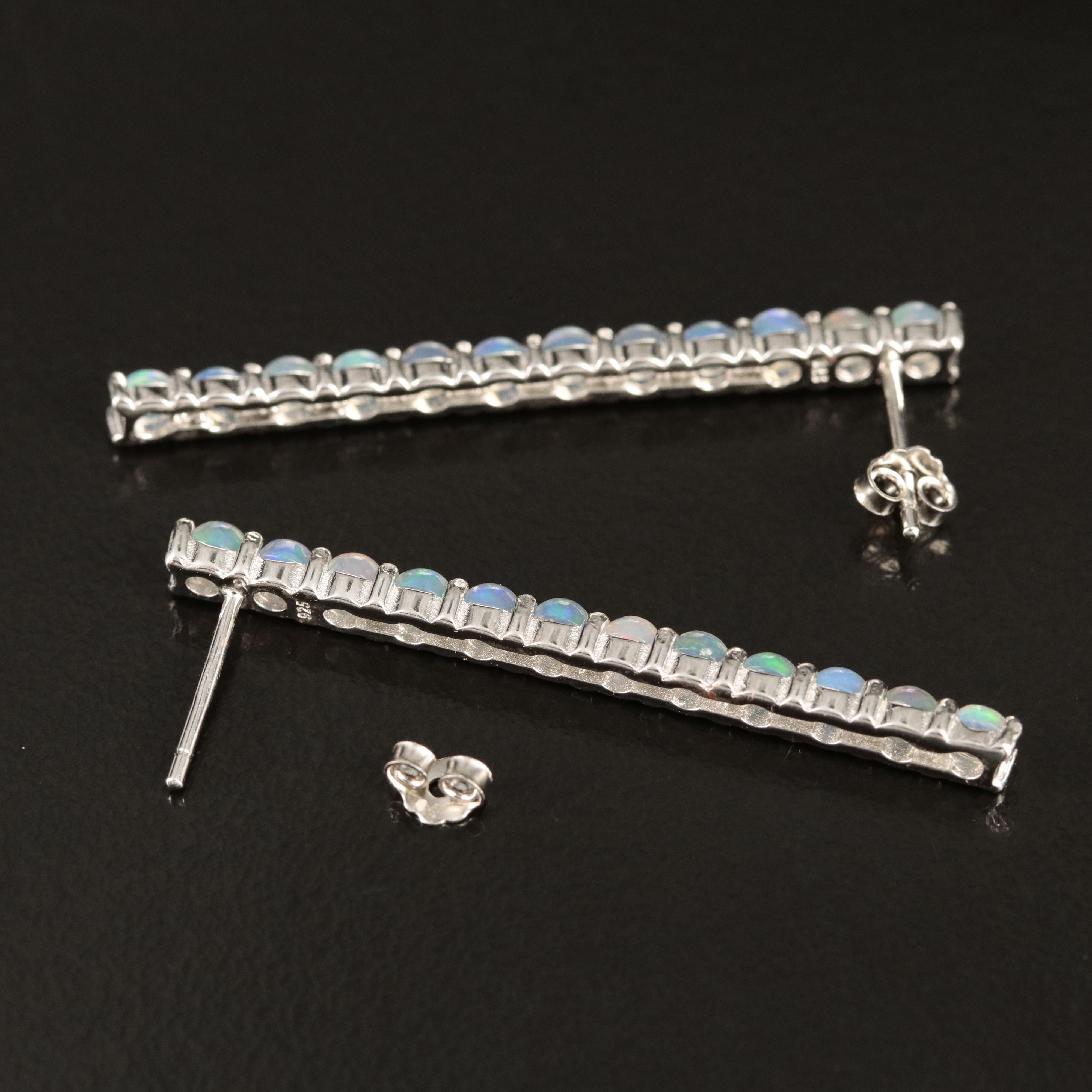 Sterling Opal Bar Earrings