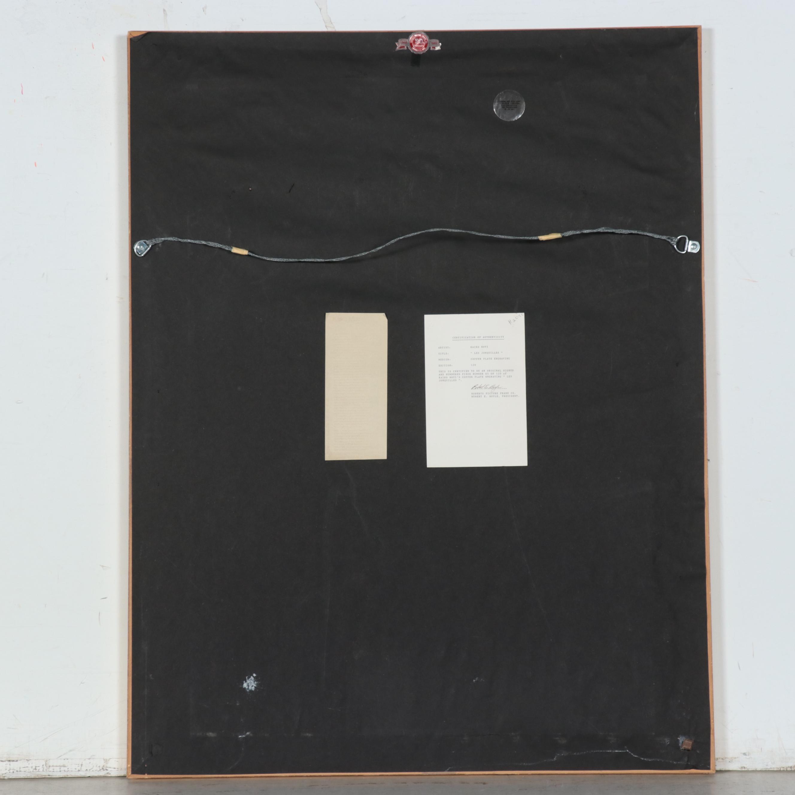 Kaiko Moti Floral Still Life Engraving "Les Jonquilles," Circa 1970