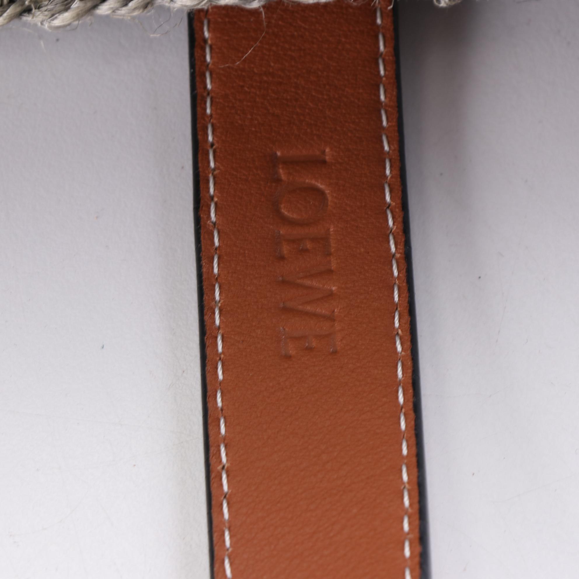 Loewe Basket Bag in Jute and Calfskin with Anagram Patch