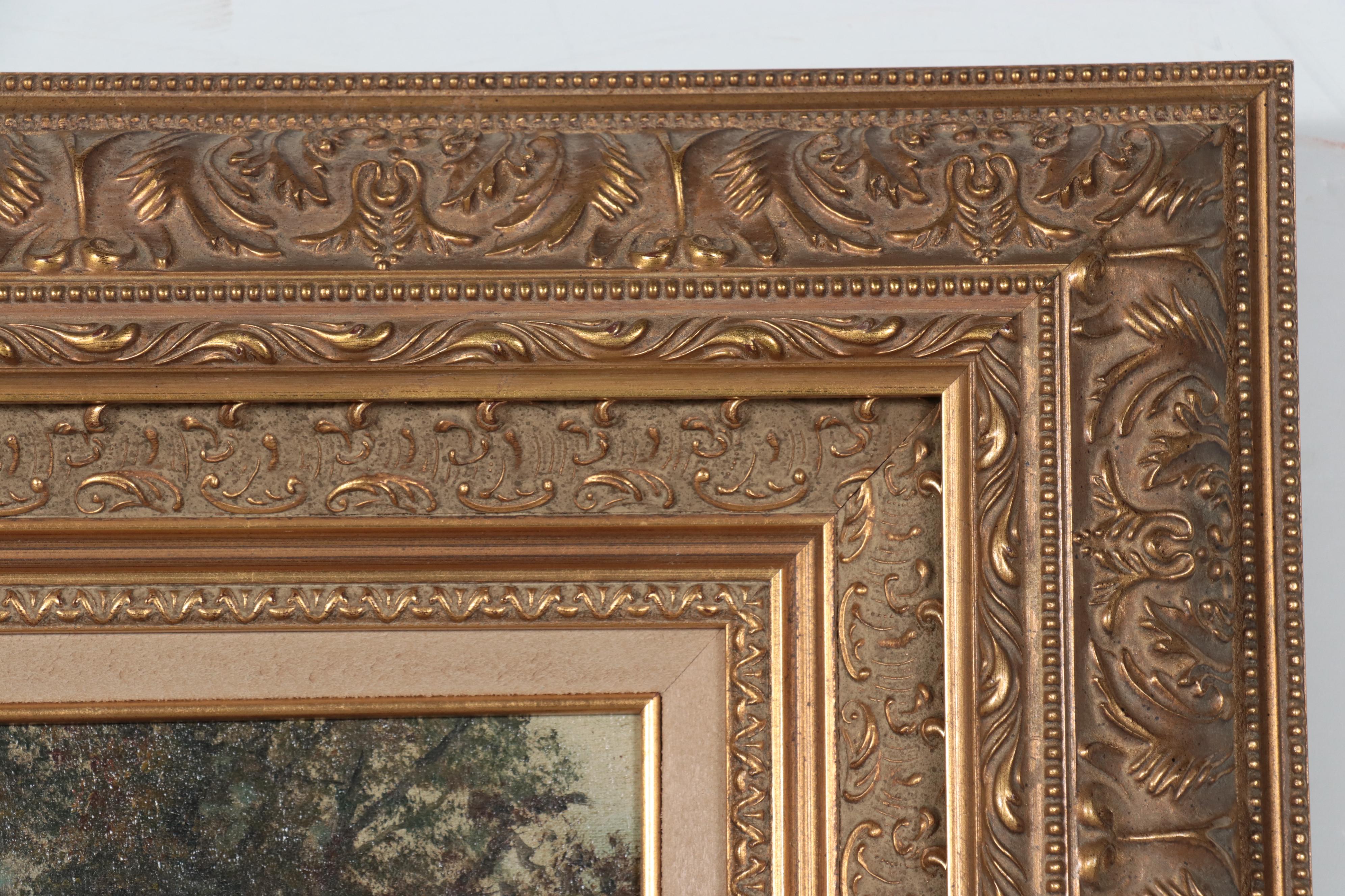 A.L. Zimm Barbizon School Style Oil Painting of Forest Path, Circa 1900