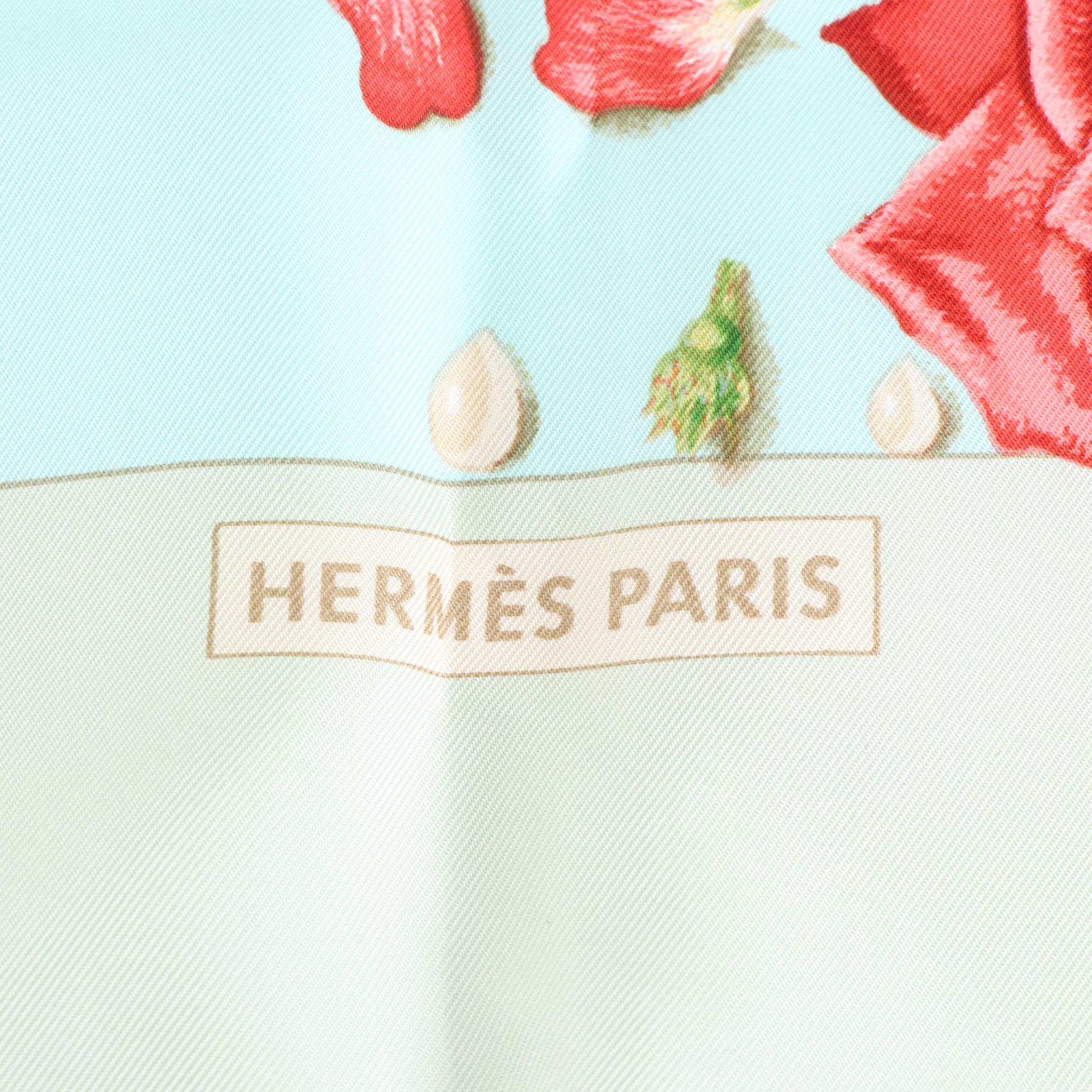 Hermès "La Rosée" Scarf 90 in Silk Twill