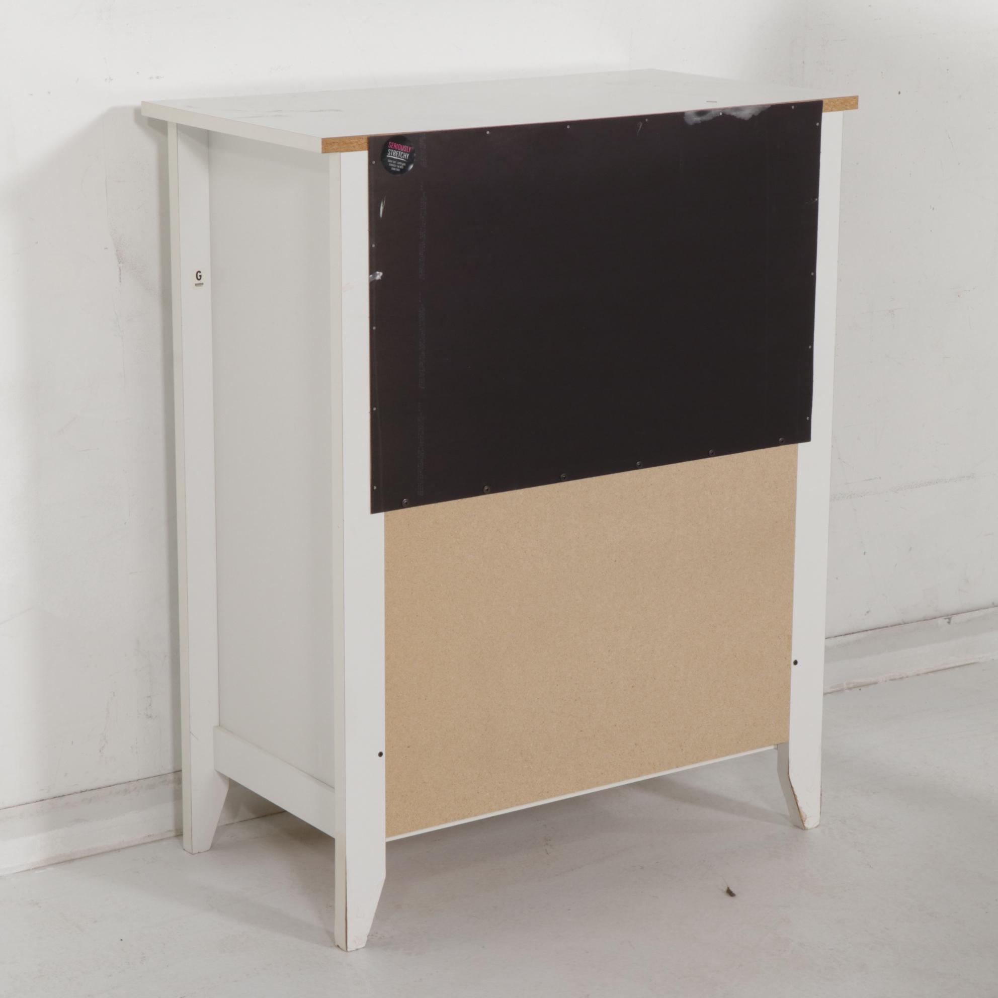 American Signature White-Painted Queen Size Bed with Chest of Drawers and Mirror