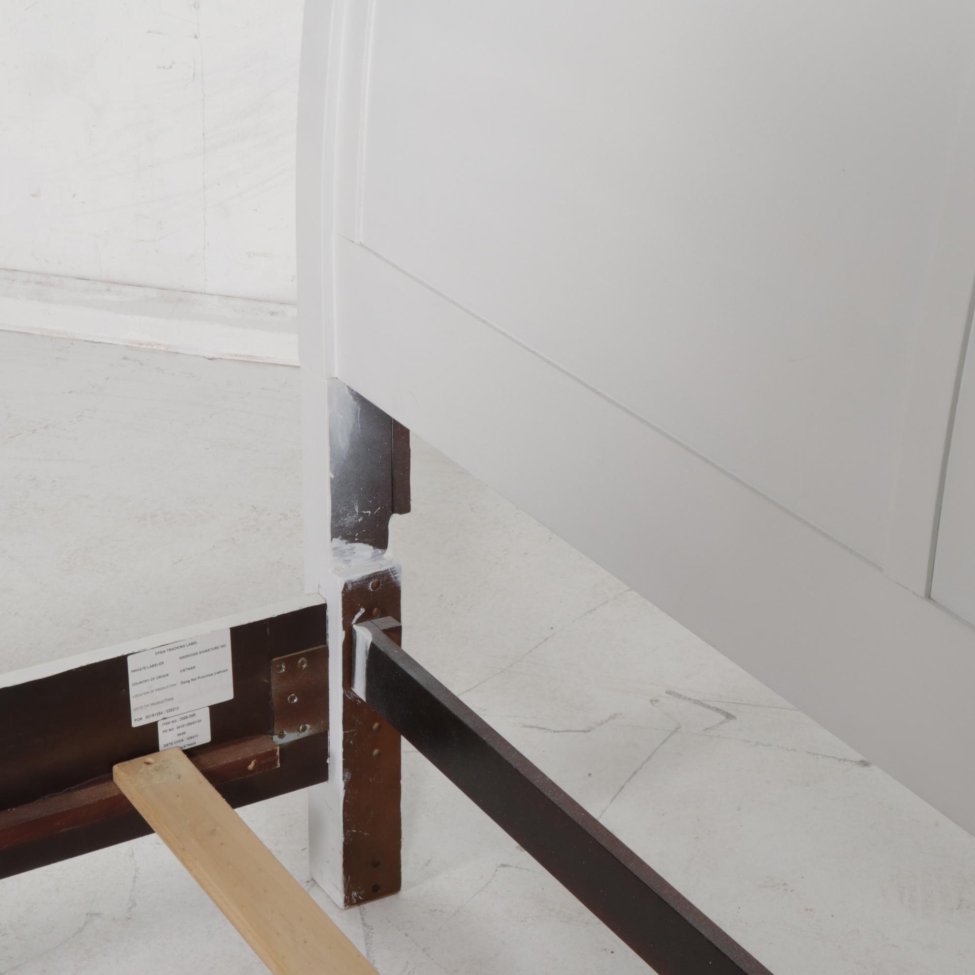 American Signature White-Painted Queen Size Bed with Chest of Drawers and Mirror