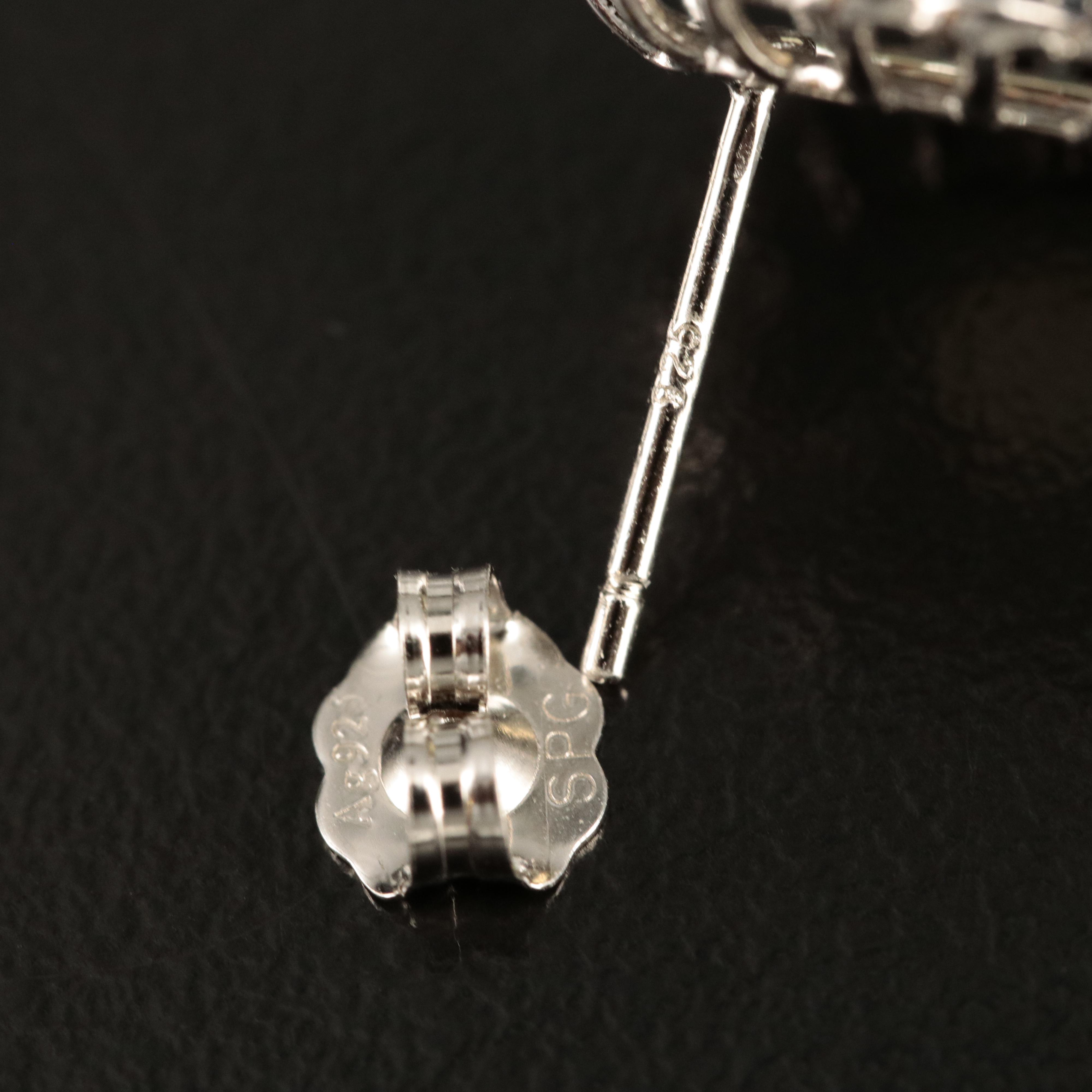 Sterling Opal and Sapphire Button Earrings