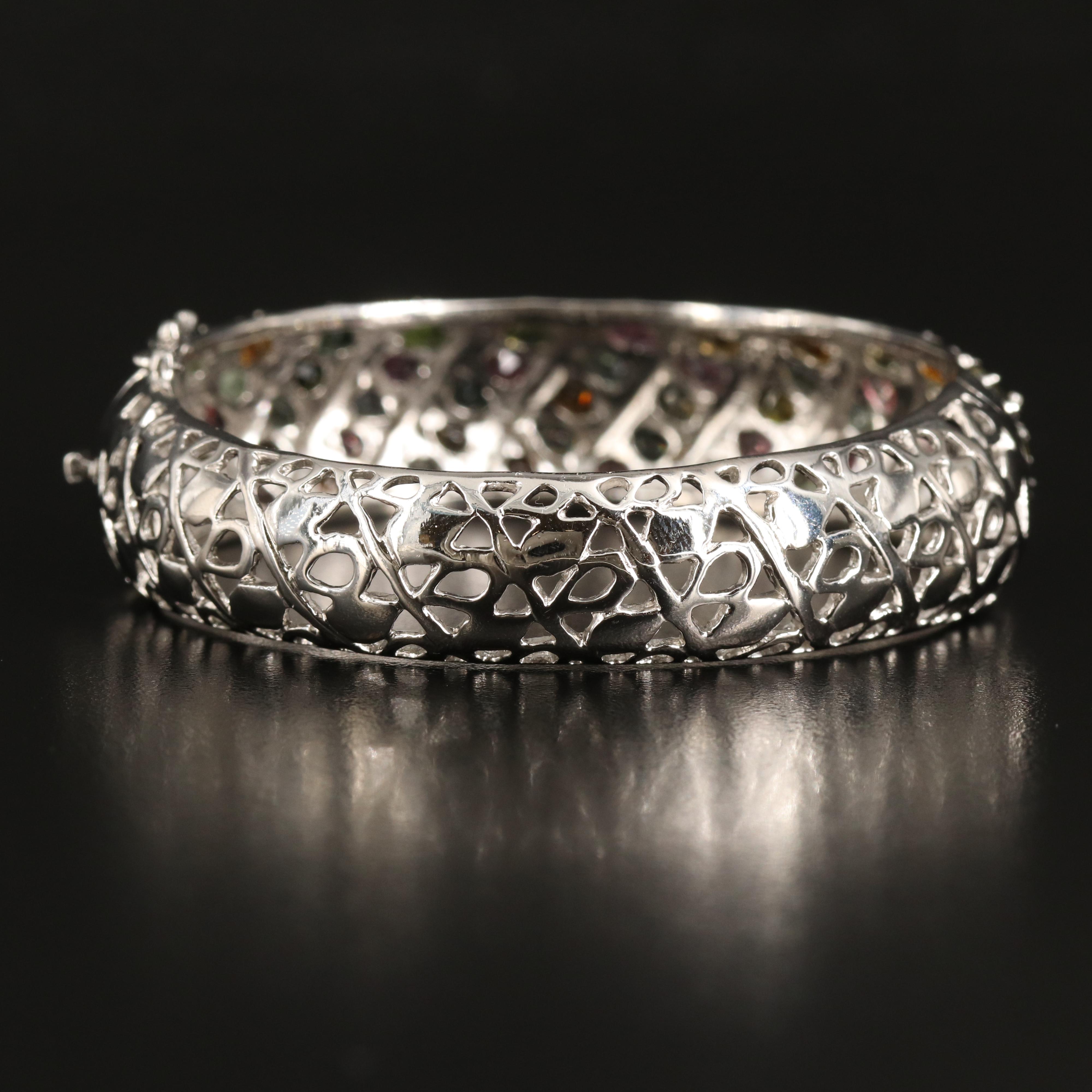 Sterling Tourmaline Hinged Bangle