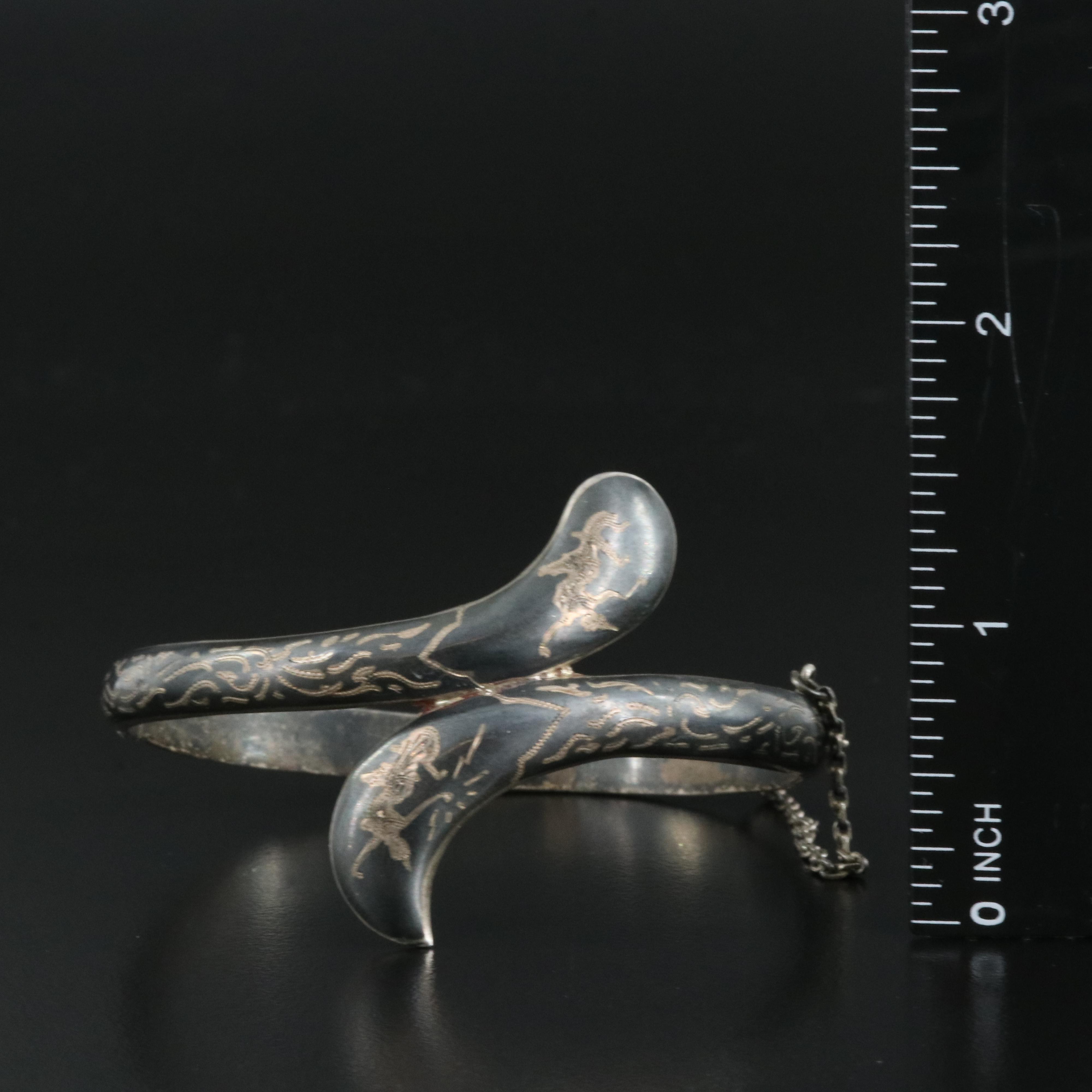 Siam Sterling Niello Hinged Bangle