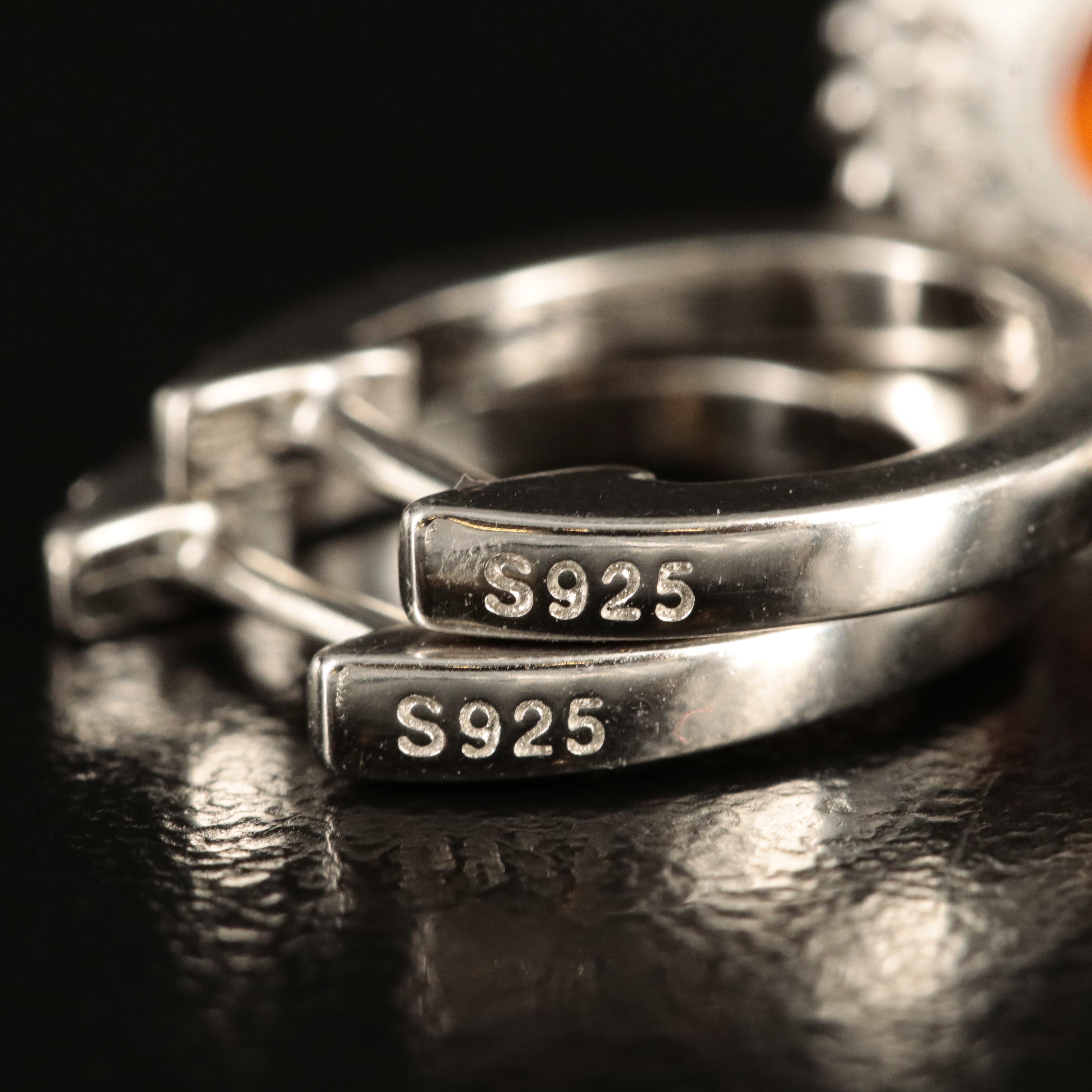 Sterling Fire Opal and Sapphire Earrings