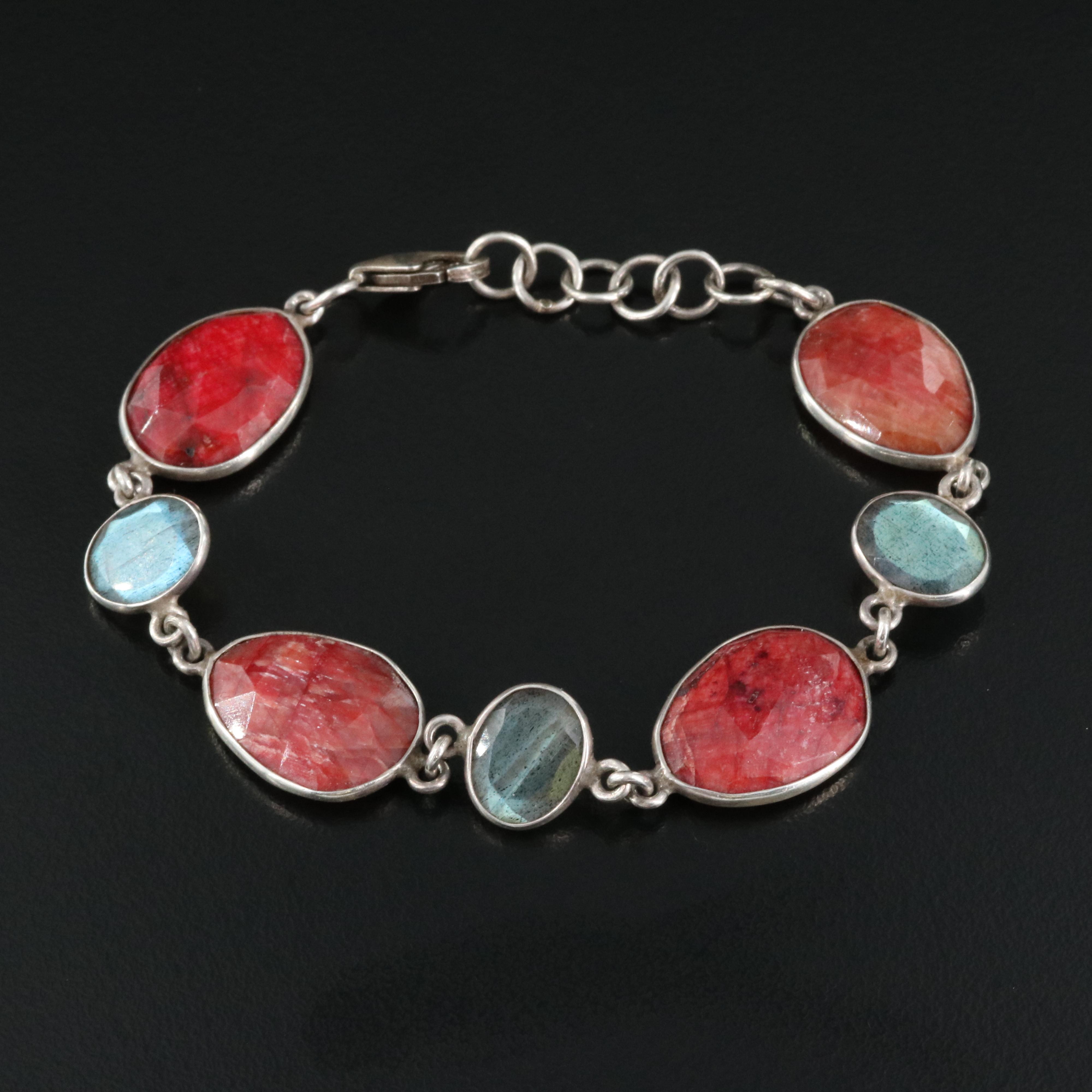 Sterling Corundum and Labradorite Bracelet