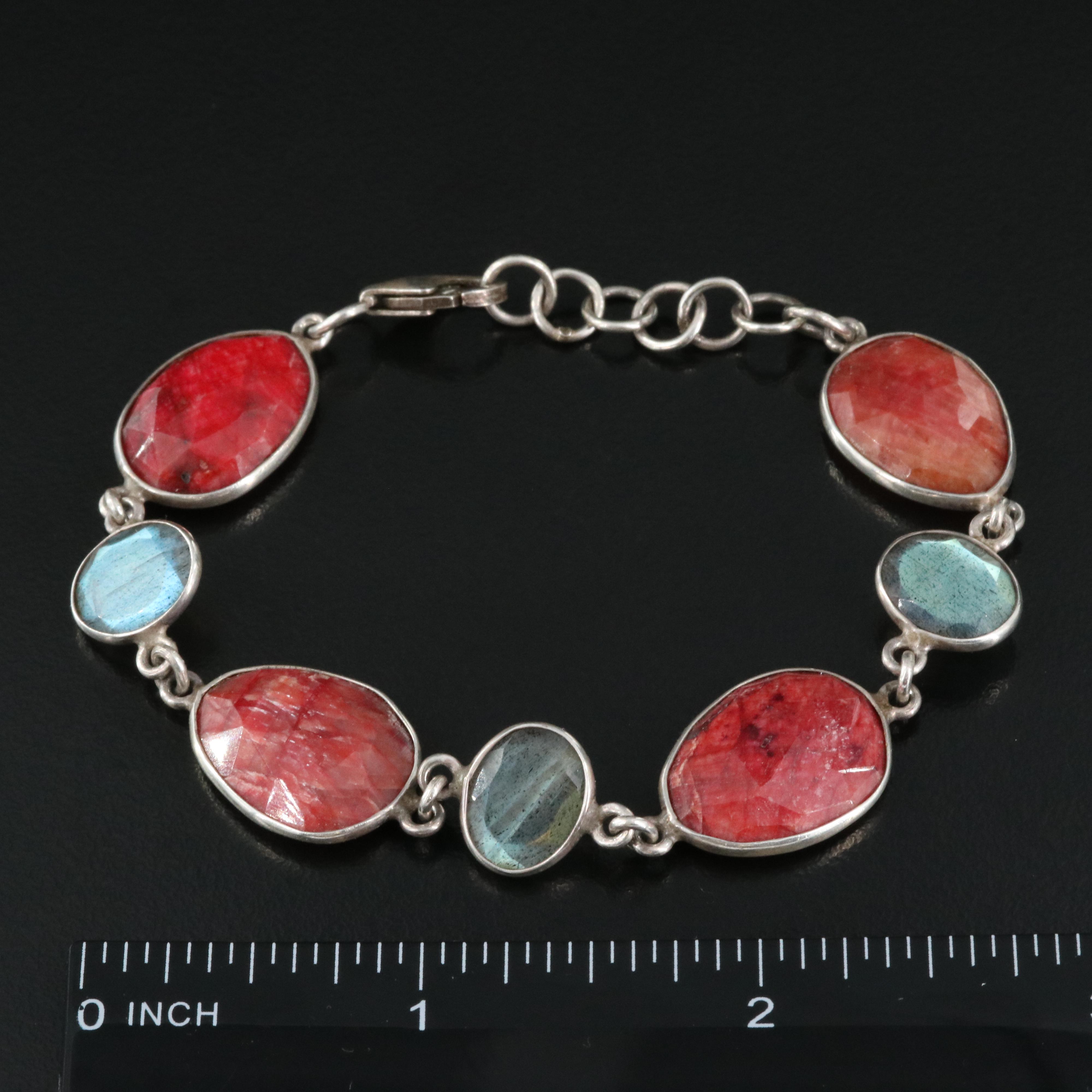 Sterling Corundum and Labradorite Bracelet