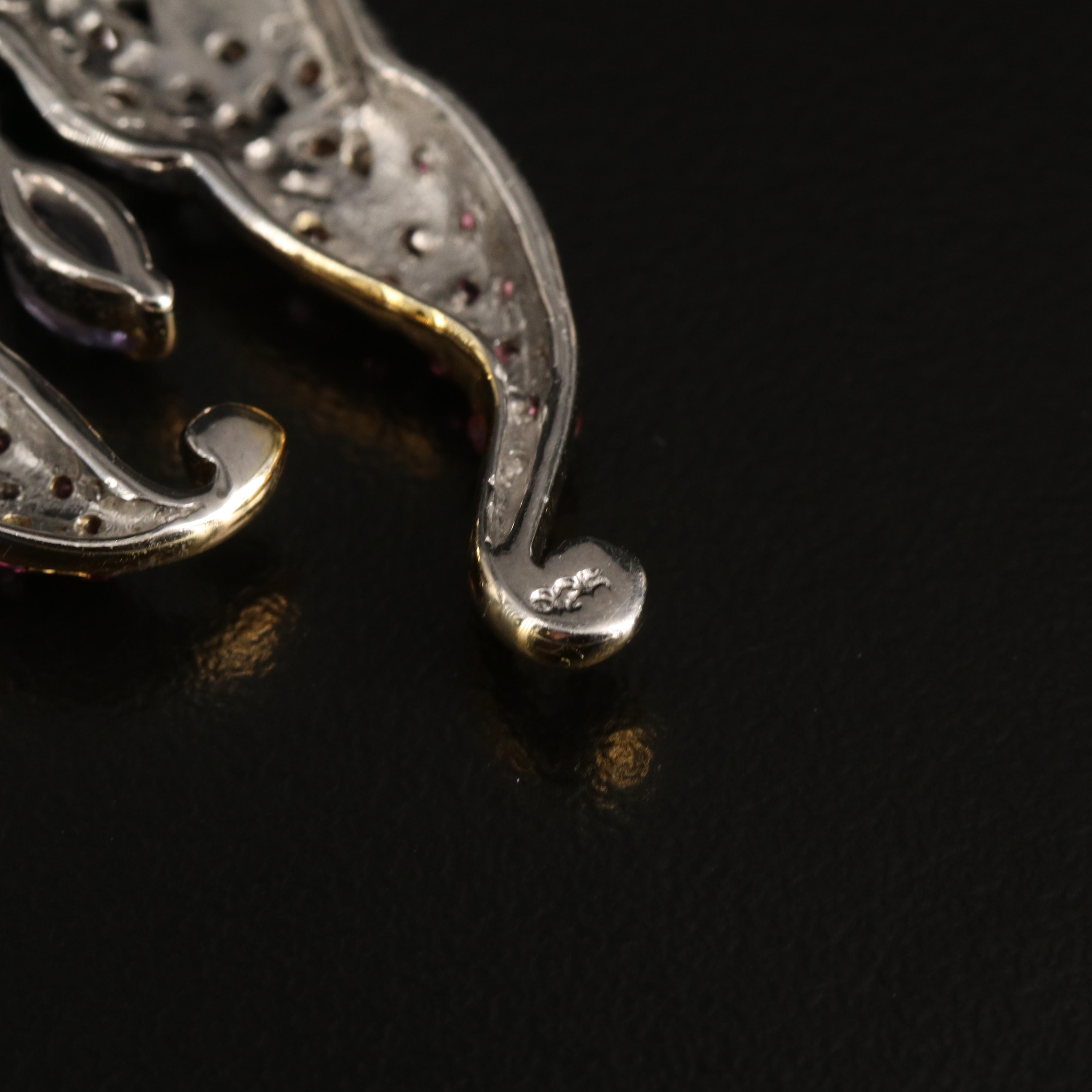 Sterling Two-Tone Aquamarine and Gemstone Butterfly Necklace