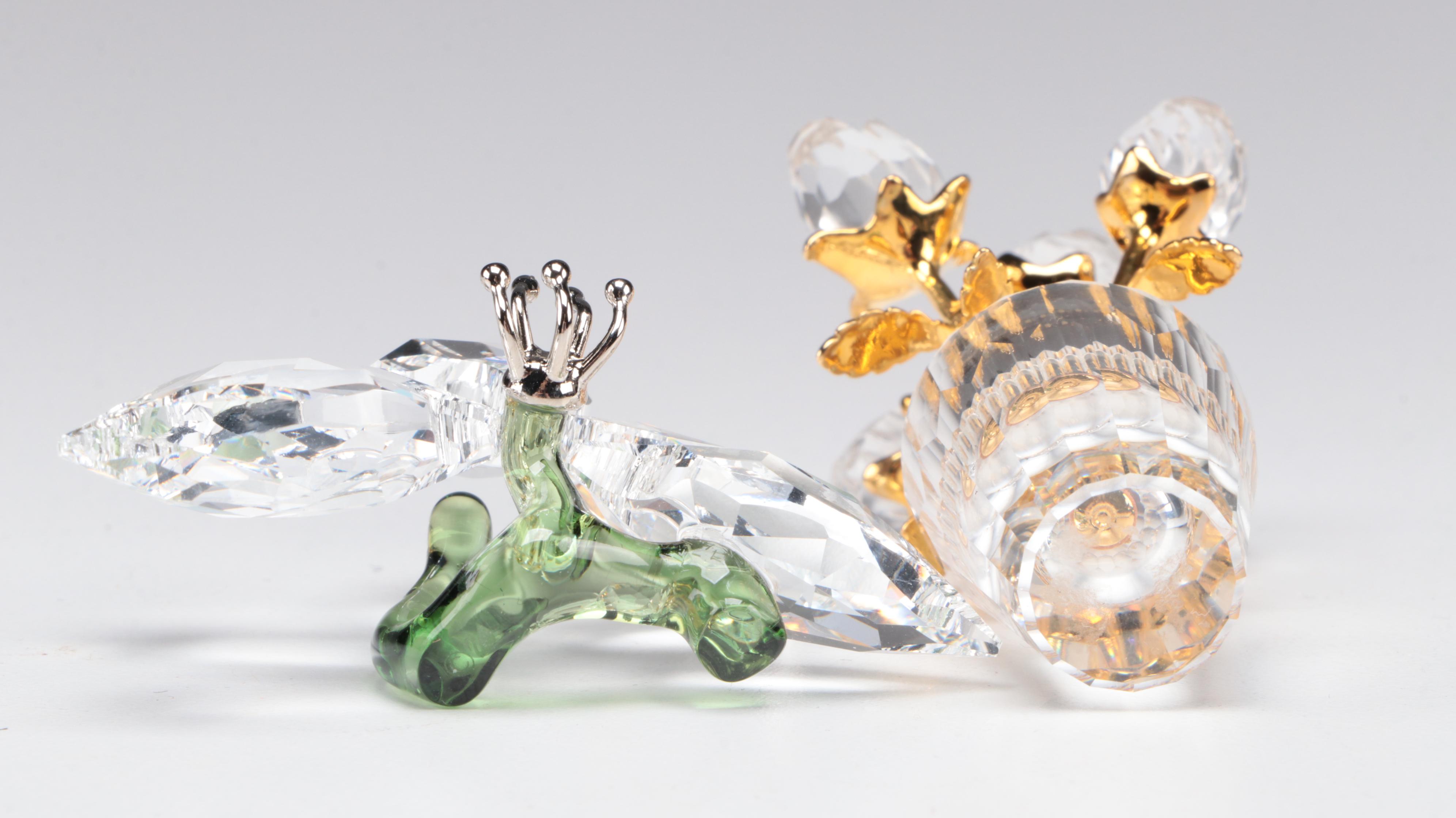 Swarovski Crystal Orchid, Roses and Town Hall Figurines