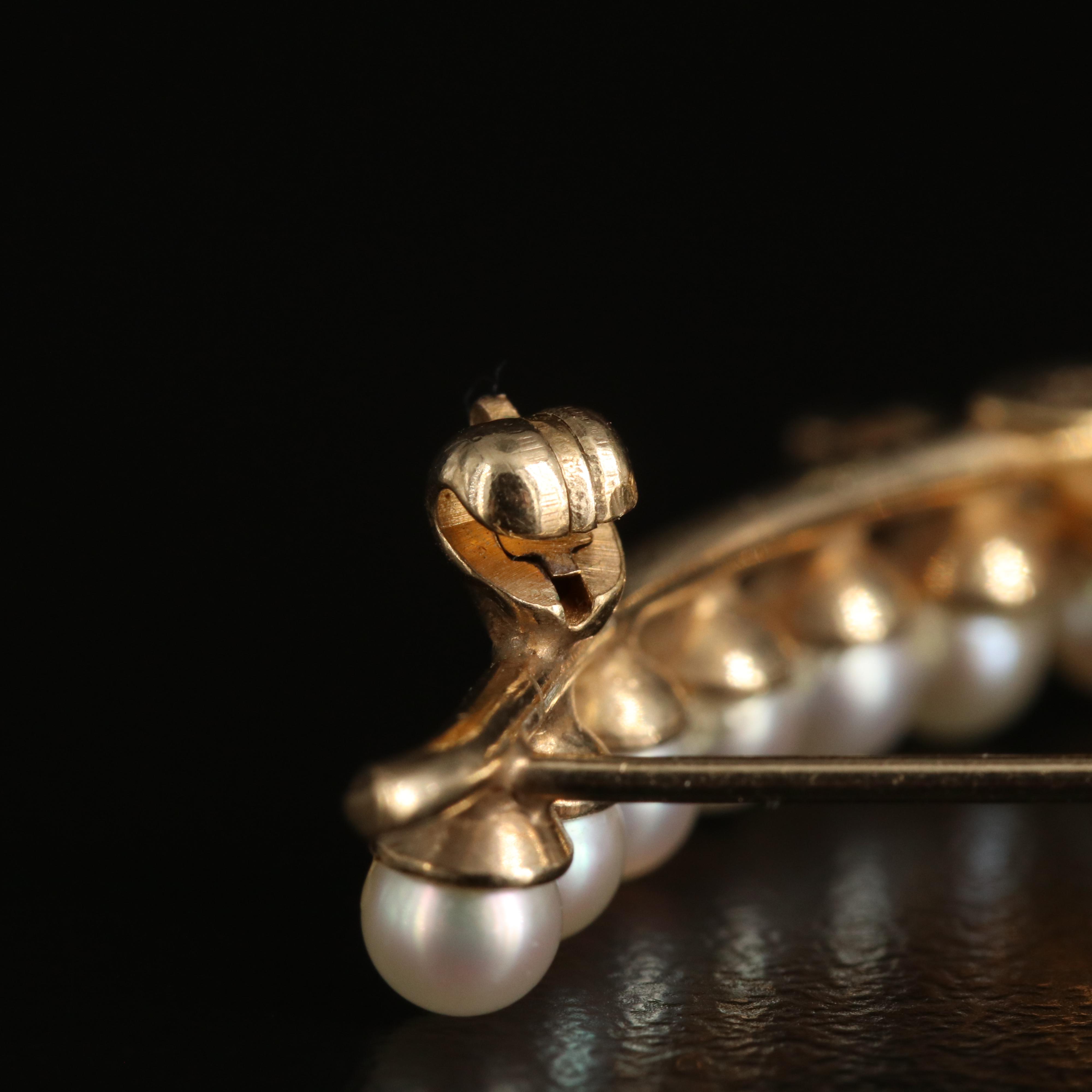 1950s Carl Art Inc. 14K Pearl Bow and Arrow Brooch