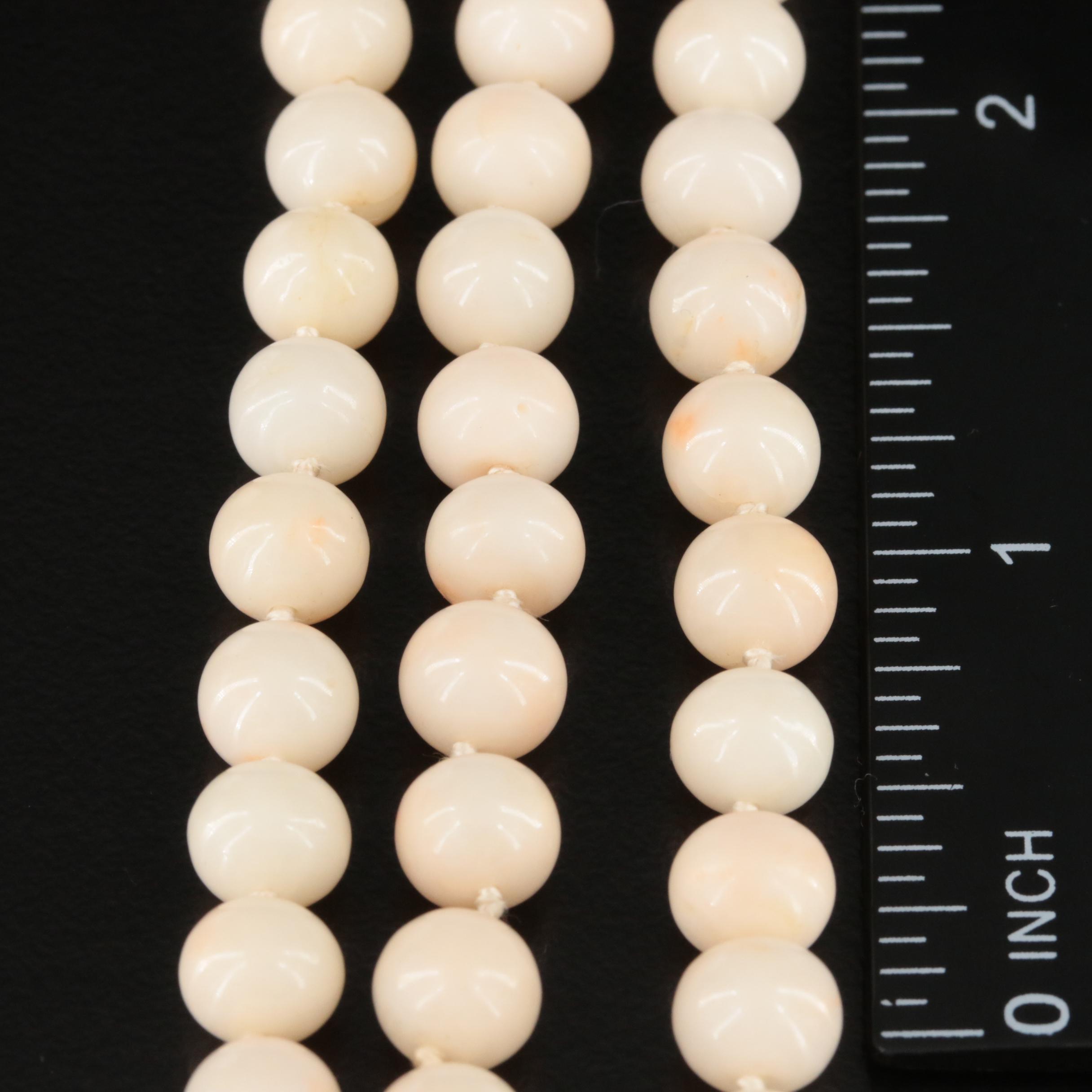 14K Coral Triple Strand Bracelet