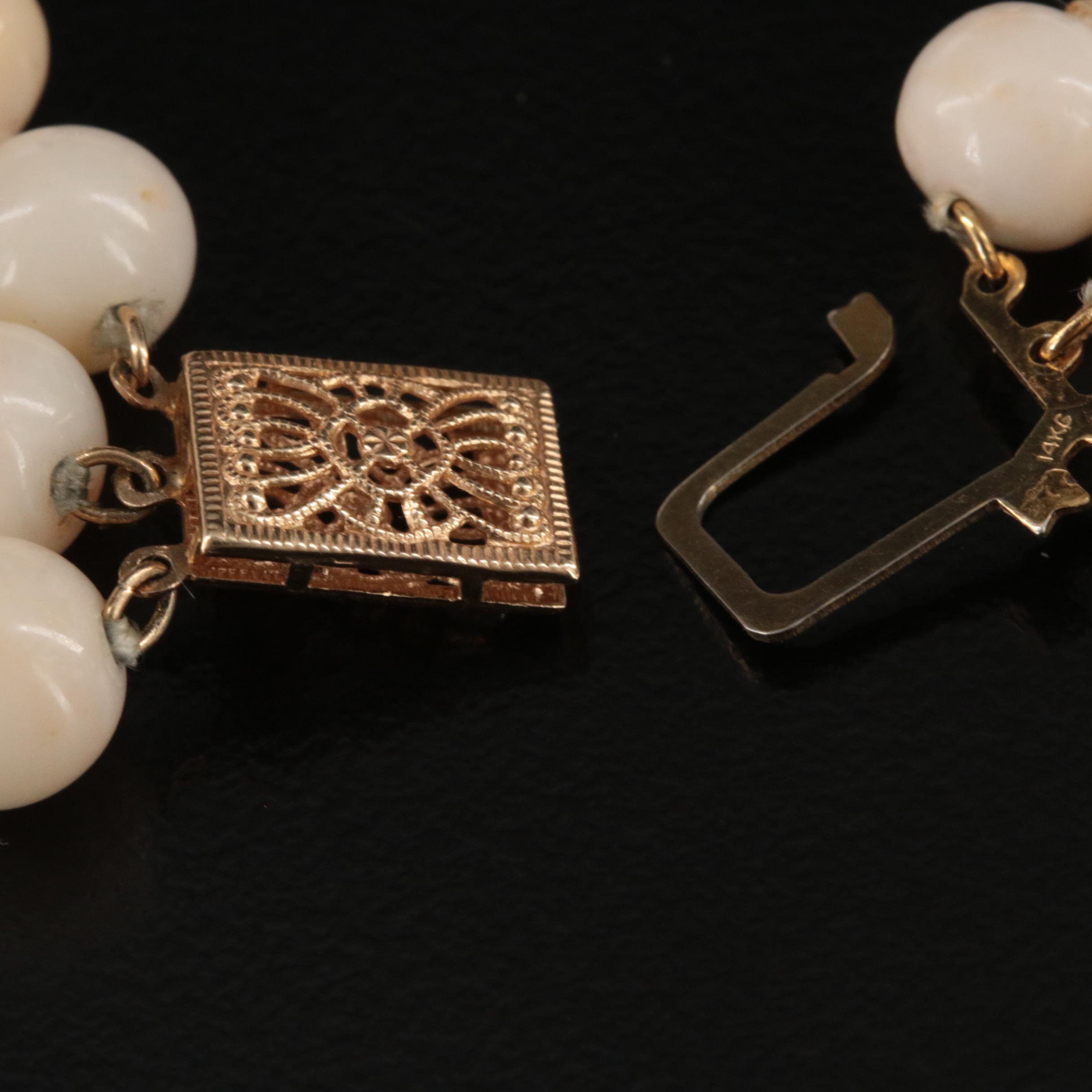 14K Coral Triple Strand Bracelet