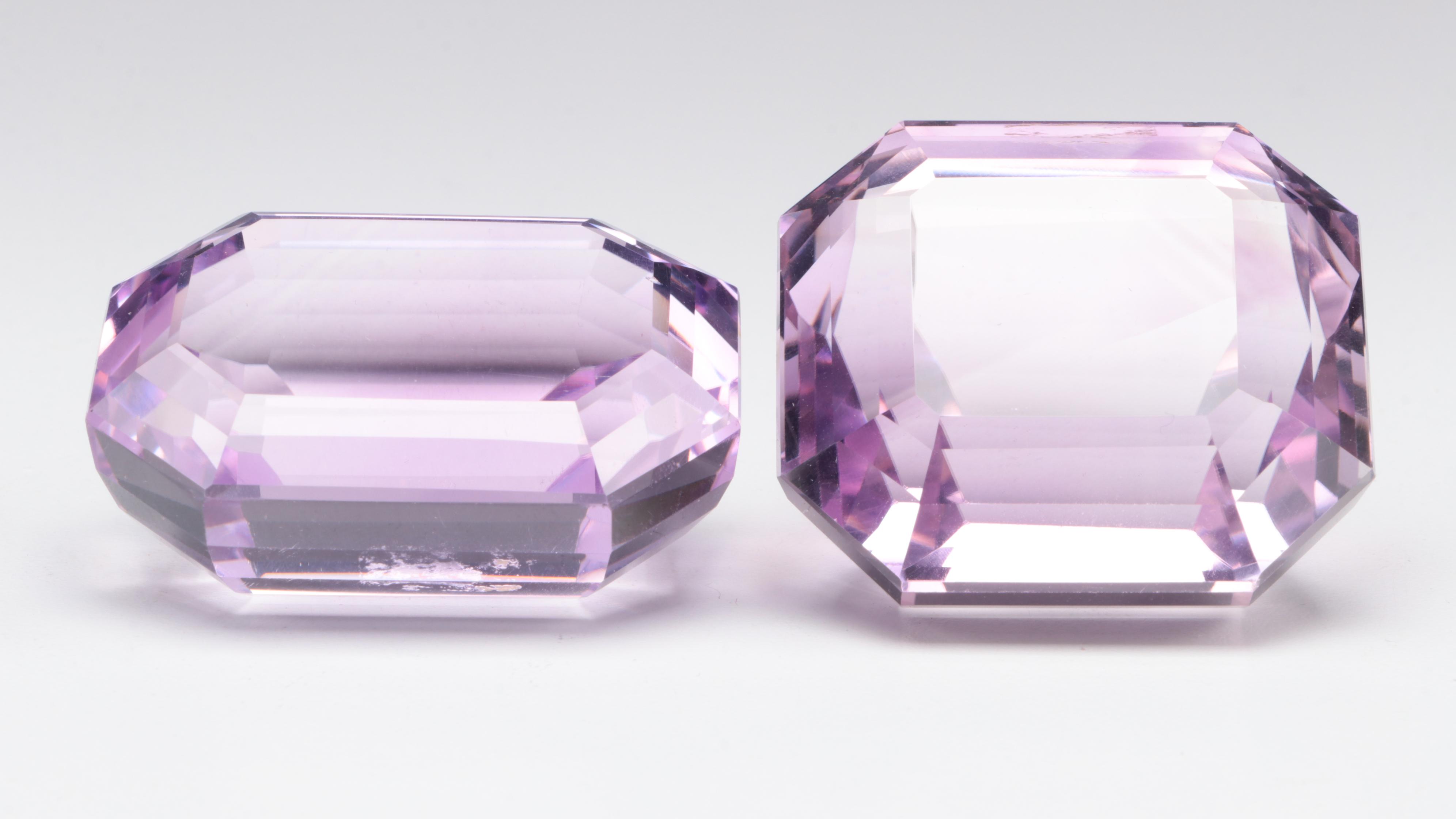 Amethyst Colored Glass Gems and Cluster