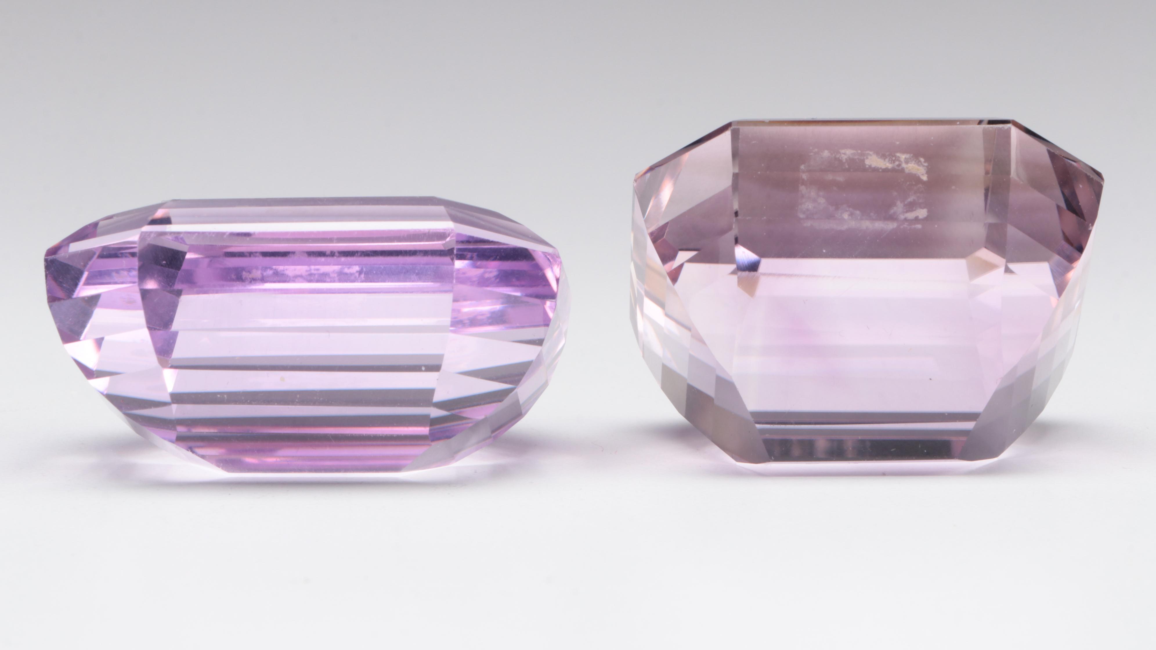 Amethyst Colored Glass Gems and Cluster